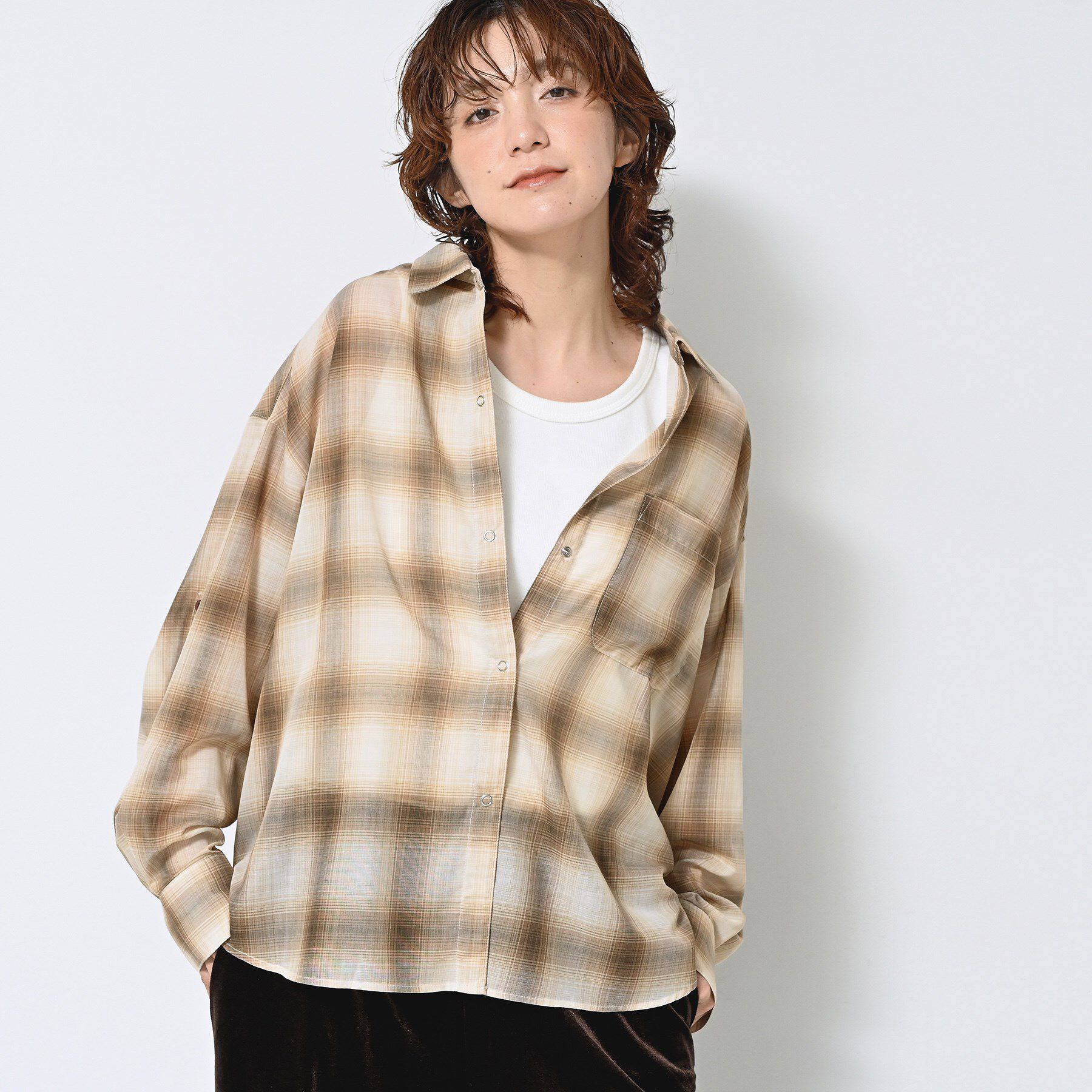 Dessin「【洗える】シアーオンブレーチェックシャツ」|シャツ・ブラウス|