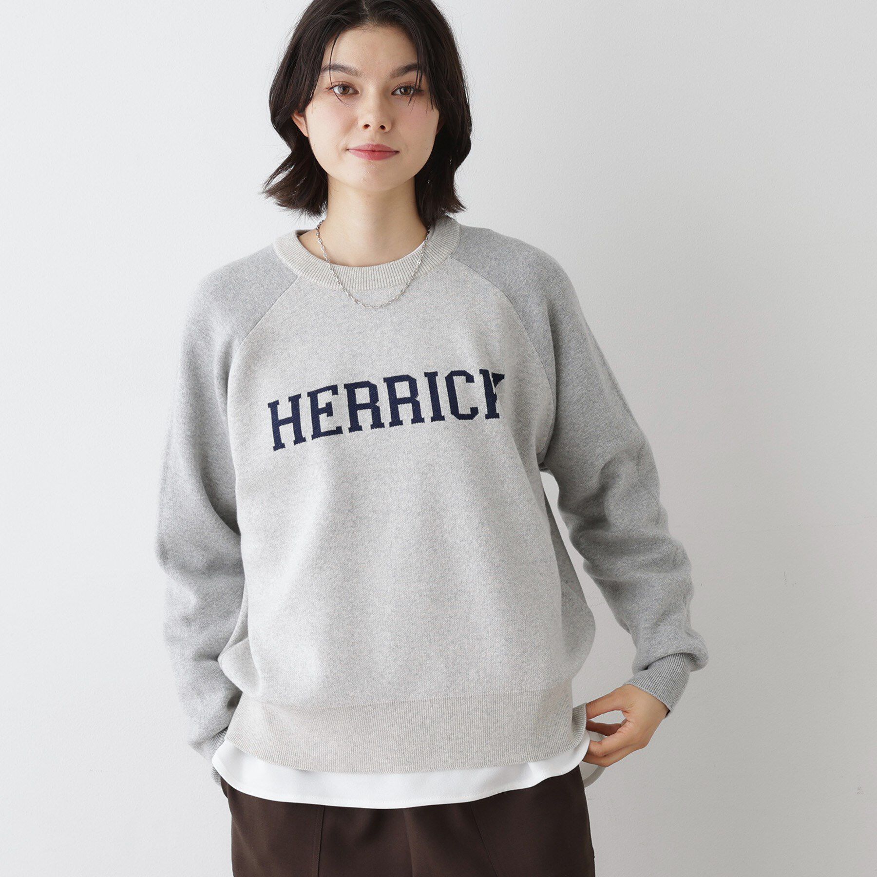 Dessin「【ユニセックス／洗える】ロゴコットンジャカード」|ニット・セーター|ライトグレー(511