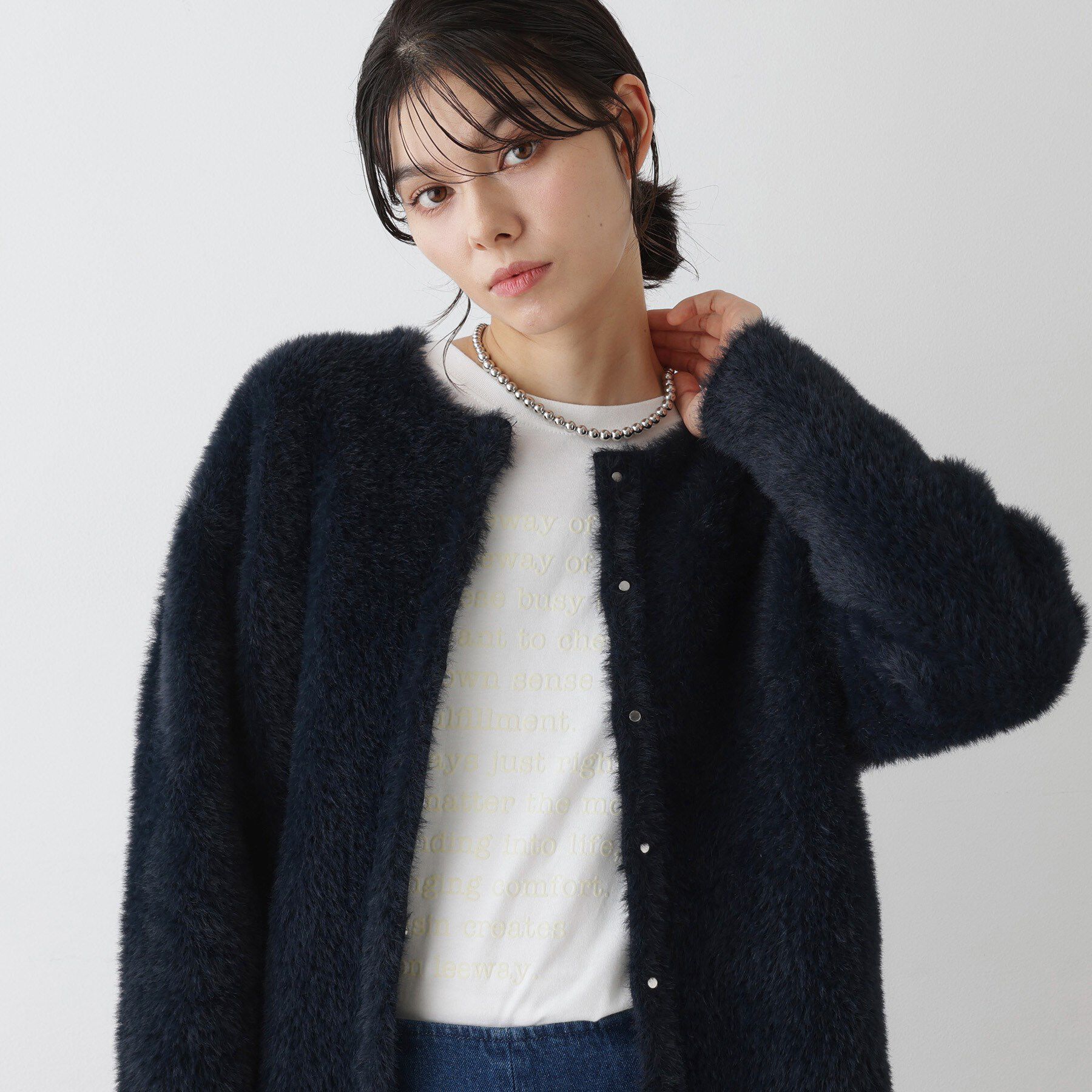 Dessin「【洗える】シャギーカーディガン」|カーディガン|ネイビー(094)