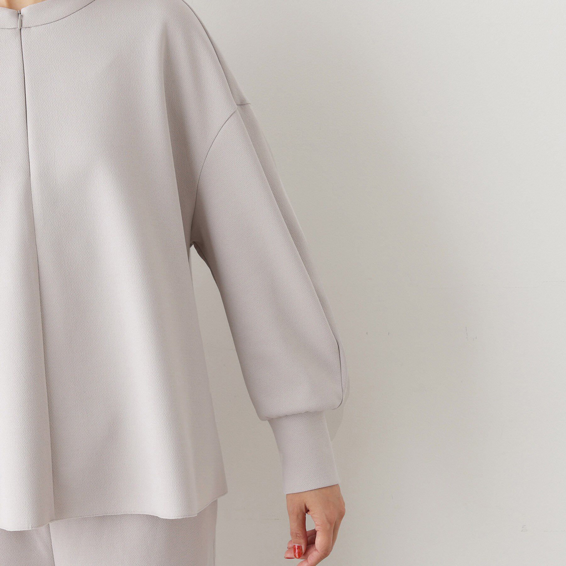 Dessin「【セットアップ可/洗える】ドライタッチジョーゼットジップブラウス」|シャツ・ブラウス|