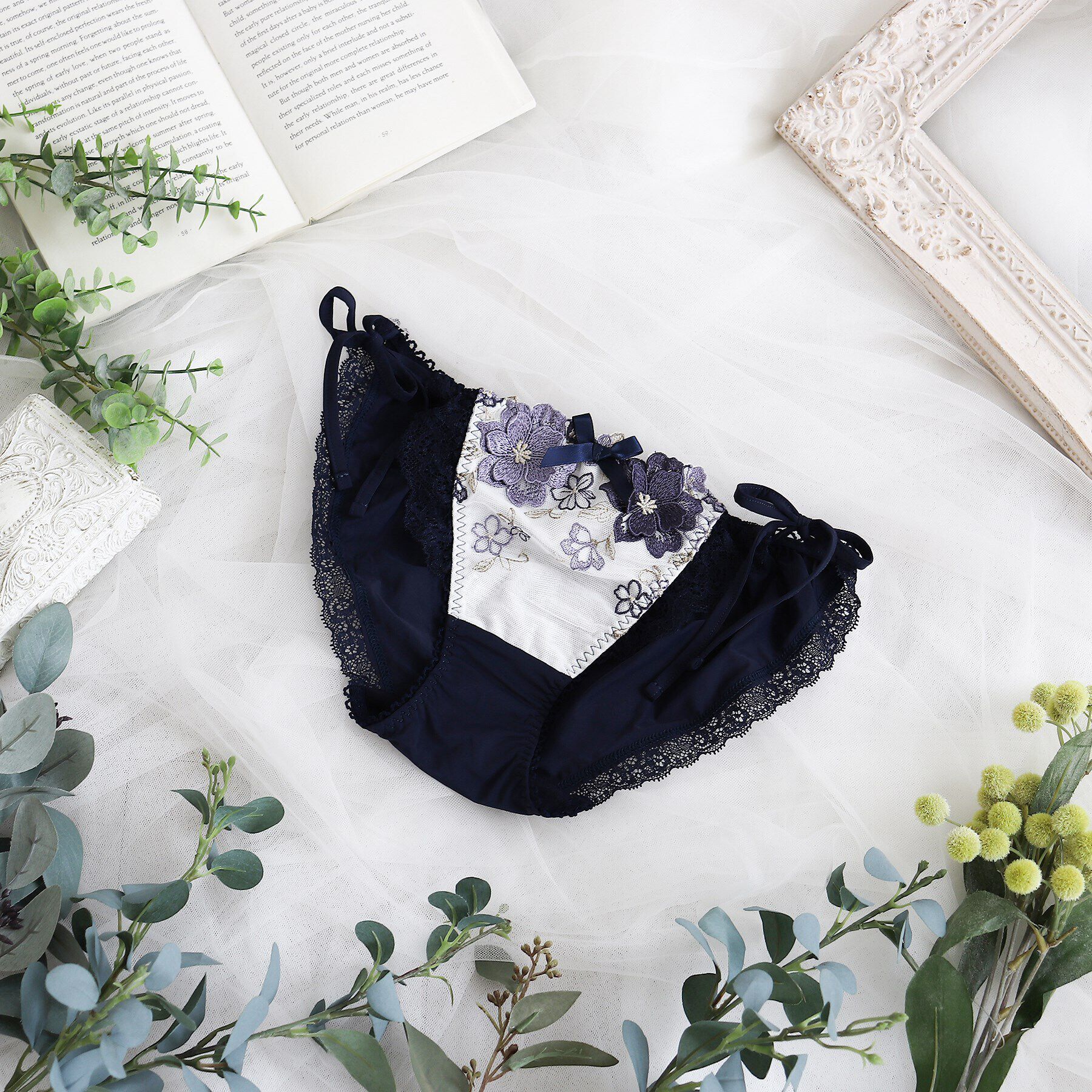 Risa Magli「アイヴィー リボンショーツ」|インナー|ネイビー(094)