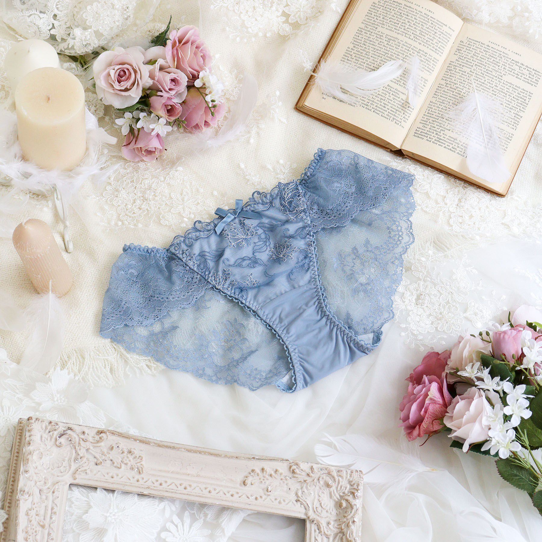 Risa Magli「ナンシー レースショーツ」|インナー|ブルー(092)