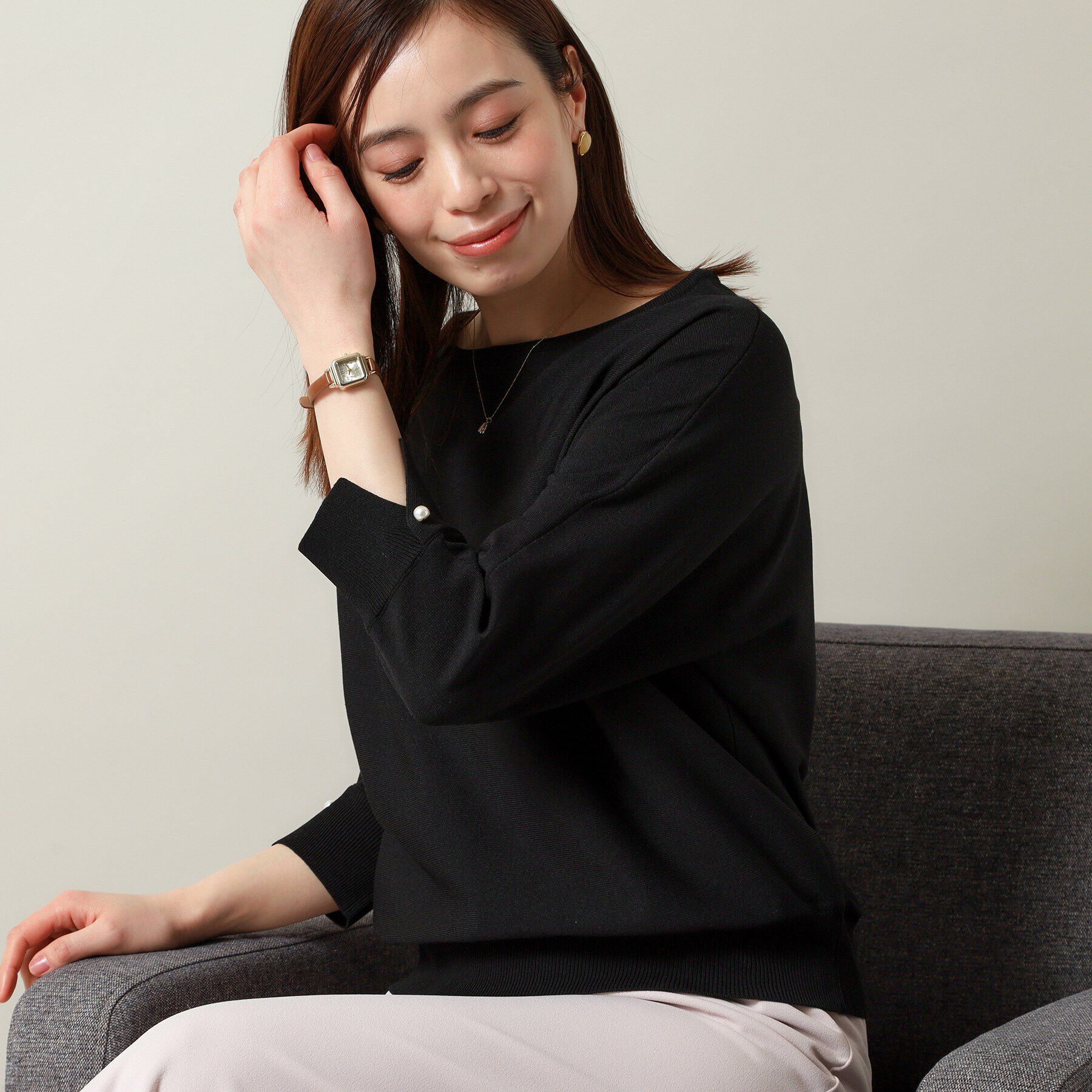 ITS&rsquo;DEMO「【縮みに強い／洗濯機OK】ボートネック天竺ドルマンニット」|ニット・セーター|