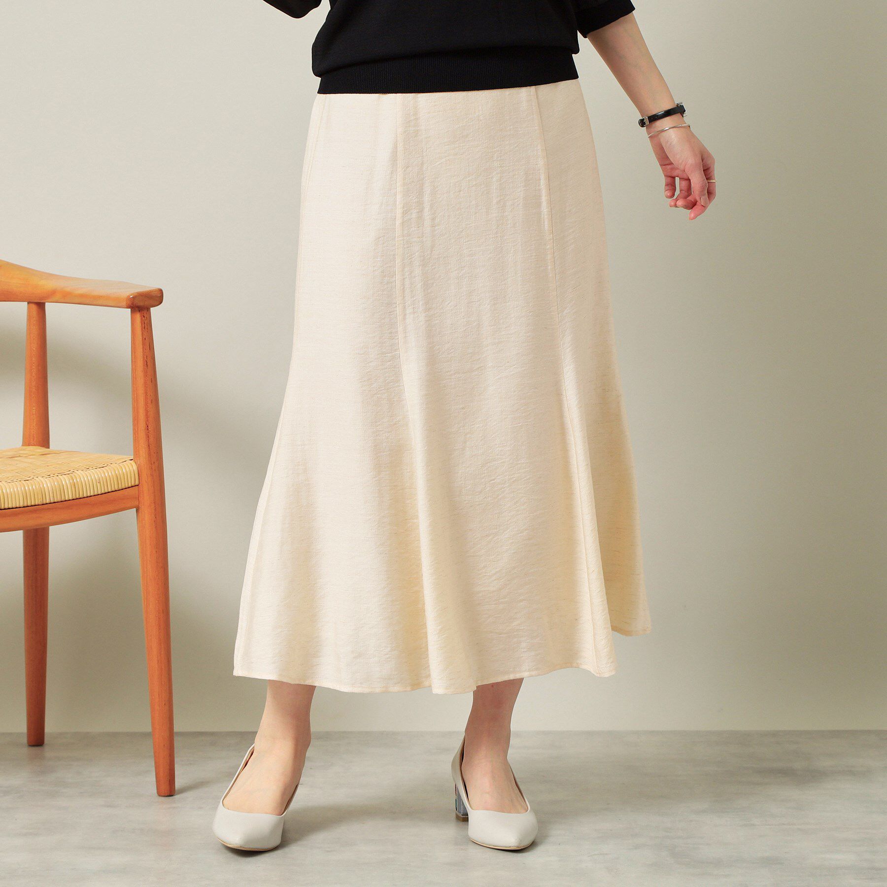 ITS&rsquo;DEMO「【ウエストゴム／洗濯機OK】リネン混マーメイドスカート」|スカート|アイボリー(004)