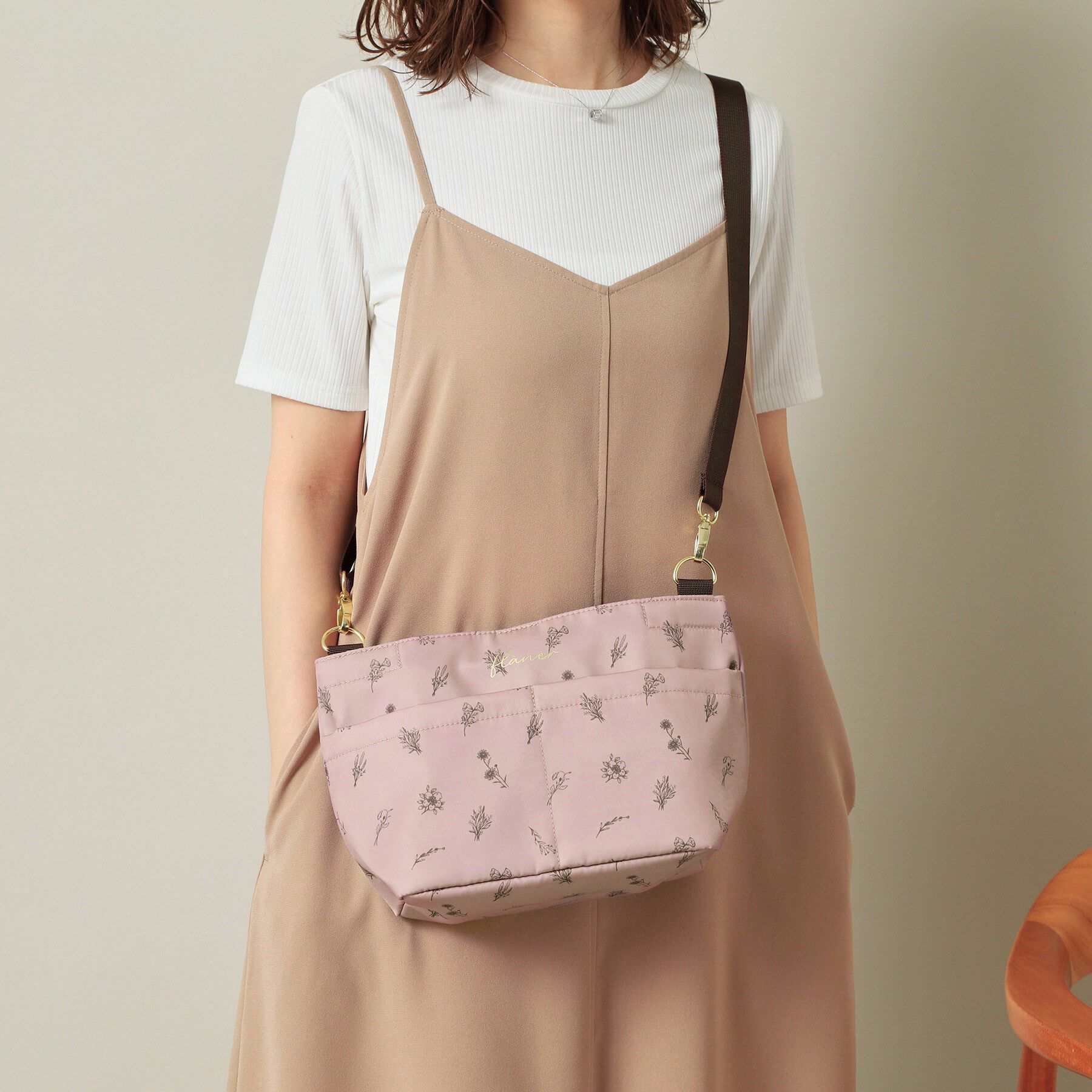 ITS&rsquo;DEMO「【2WAY】花柄バッグインバッグ」|ショルダー・メッセンジャー|ピンク(172)