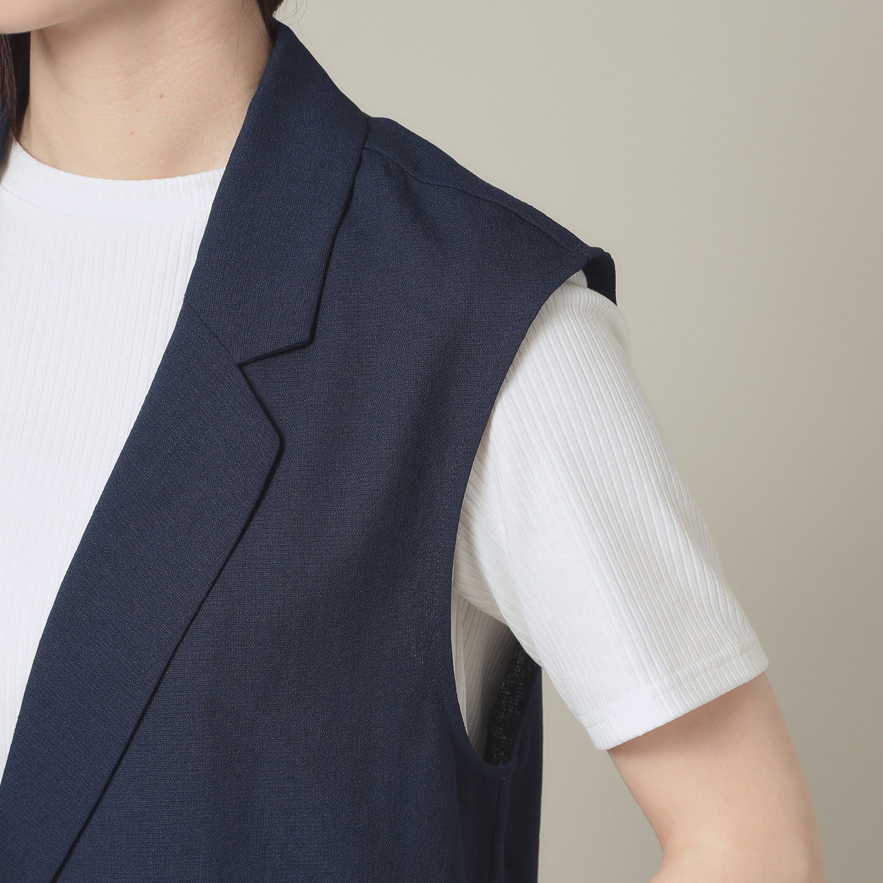 ITS&rsquo;DEMO「【手洗い可】麻調メッシュジレ」|ベスト・ジレ|