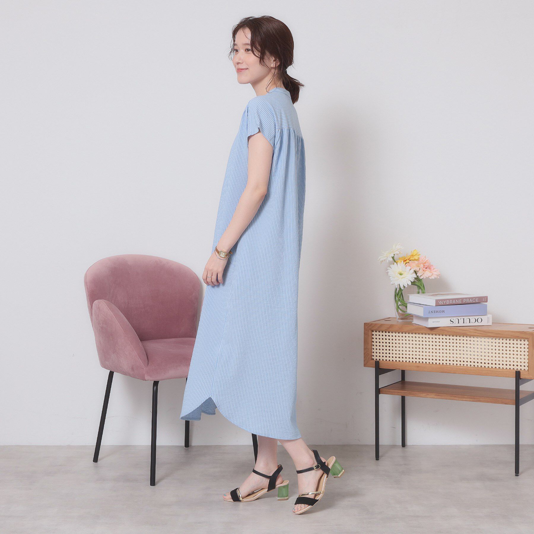 ITS&rsquo;DEMO「【洗濯機OK／洗濯後しわになりにくい】カットサッカー前開きワンピース」|ワンピース|