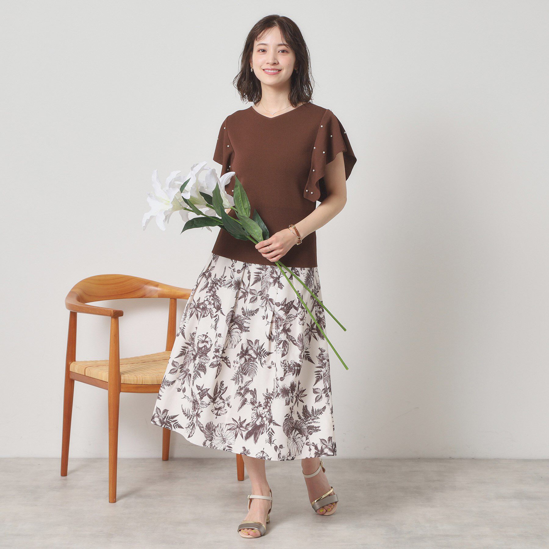 ITS&rsquo;DEMO「【さらりタッチ／手洗い可】パール調フレア袖ニット」|ニット・セーター|