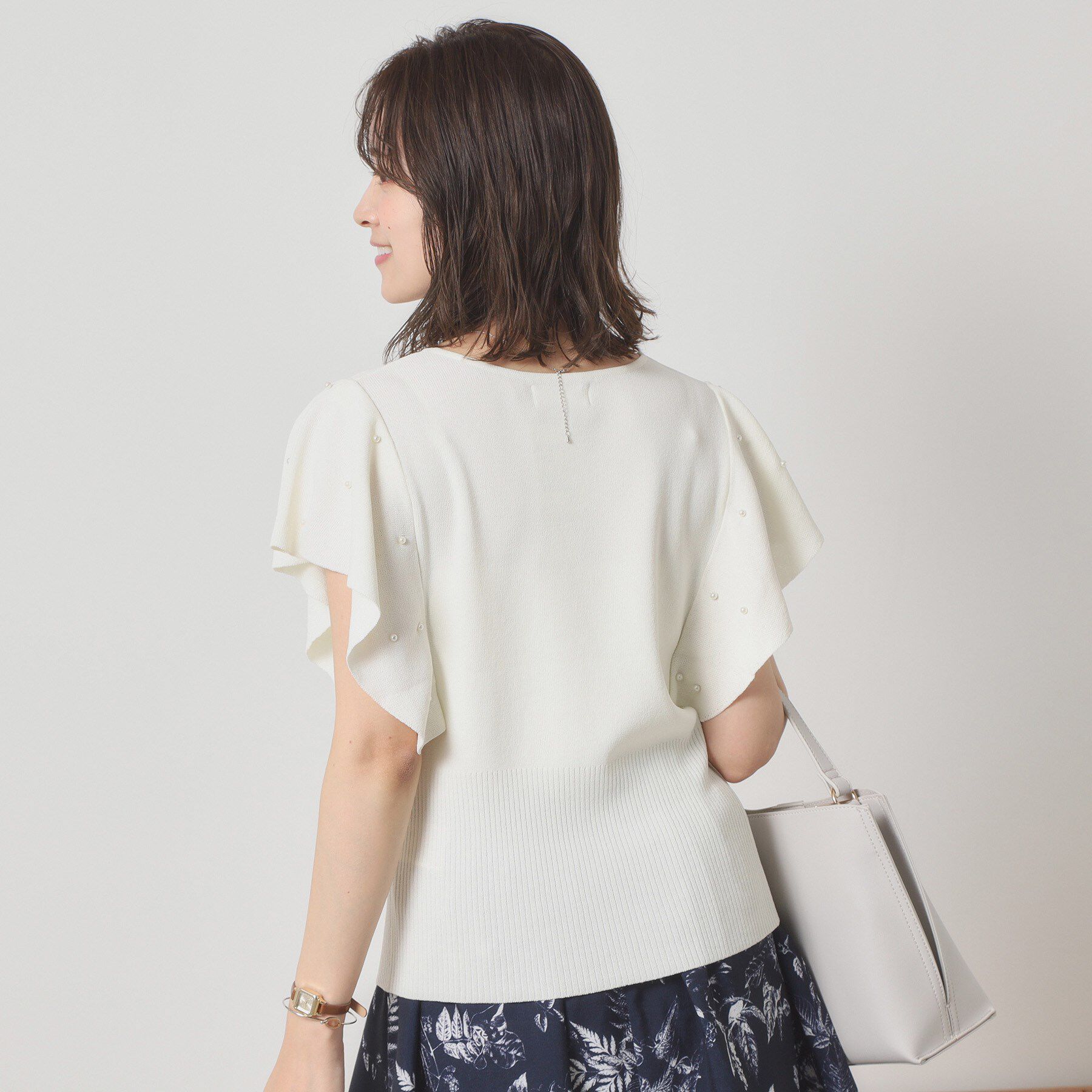 ITS&rsquo;DEMO「【さらりタッチ／手洗い可】パール調フレア袖ニット」|ニット・セーター|