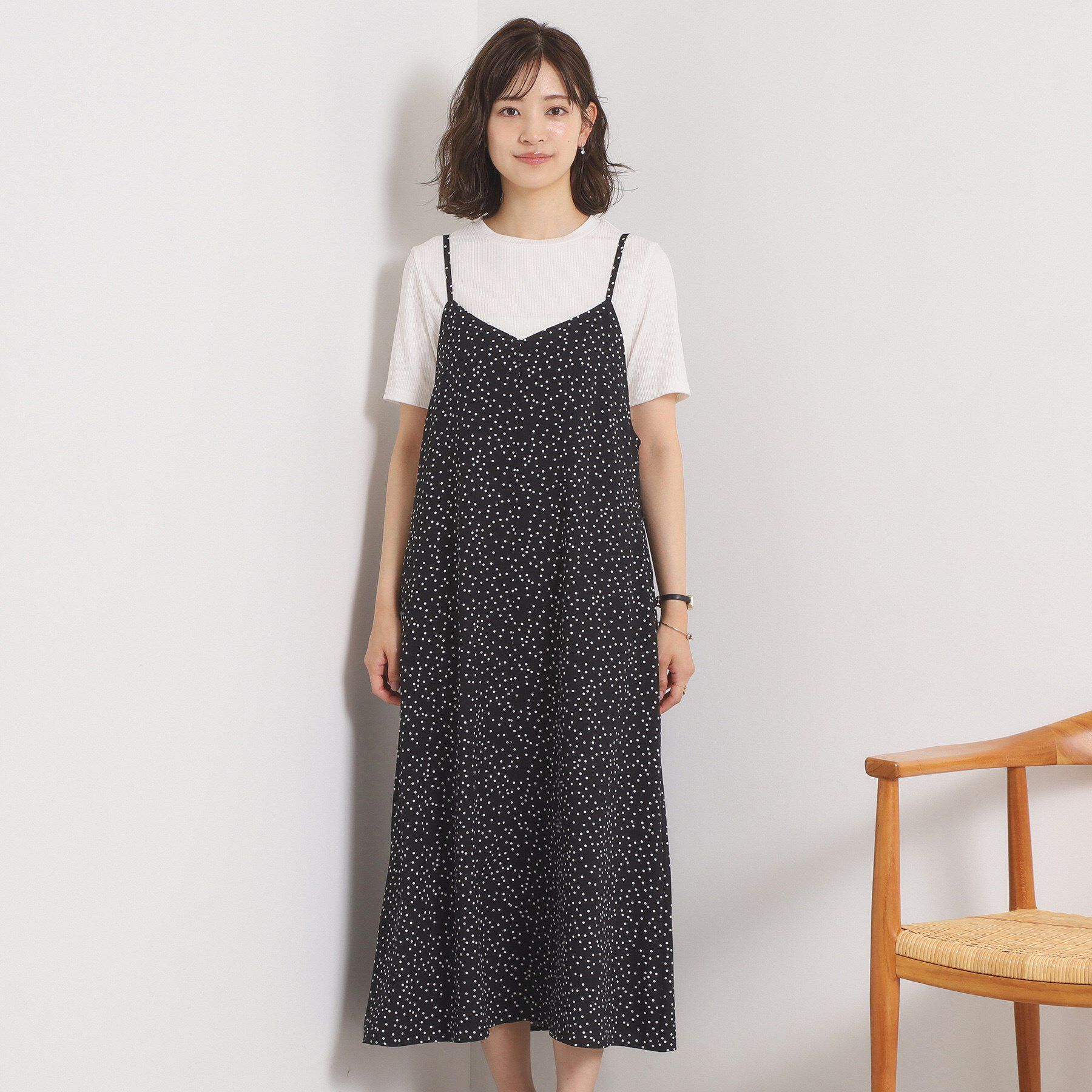 ITS&rsquo;DEMO「【UVカット／速乾／冷感／洗濯機OK／洗濯後しわになりにくい】麻調ストレッチキャミワンピ＜ラク服シリ」|ワンピース|