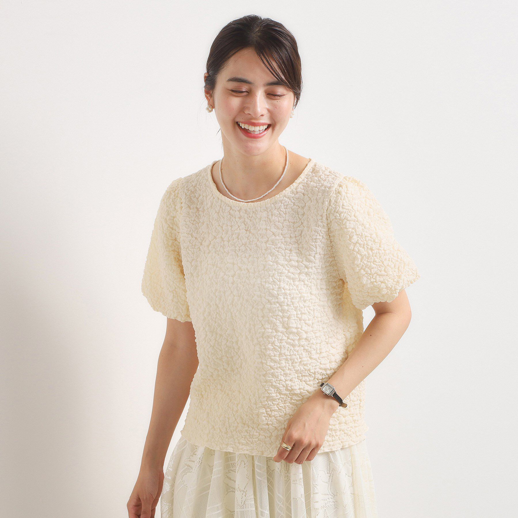 ITS&rsquo;DEMO「【手洗い可】ふくれジャカードプルオーバー」|Tシャツ・カットソー|