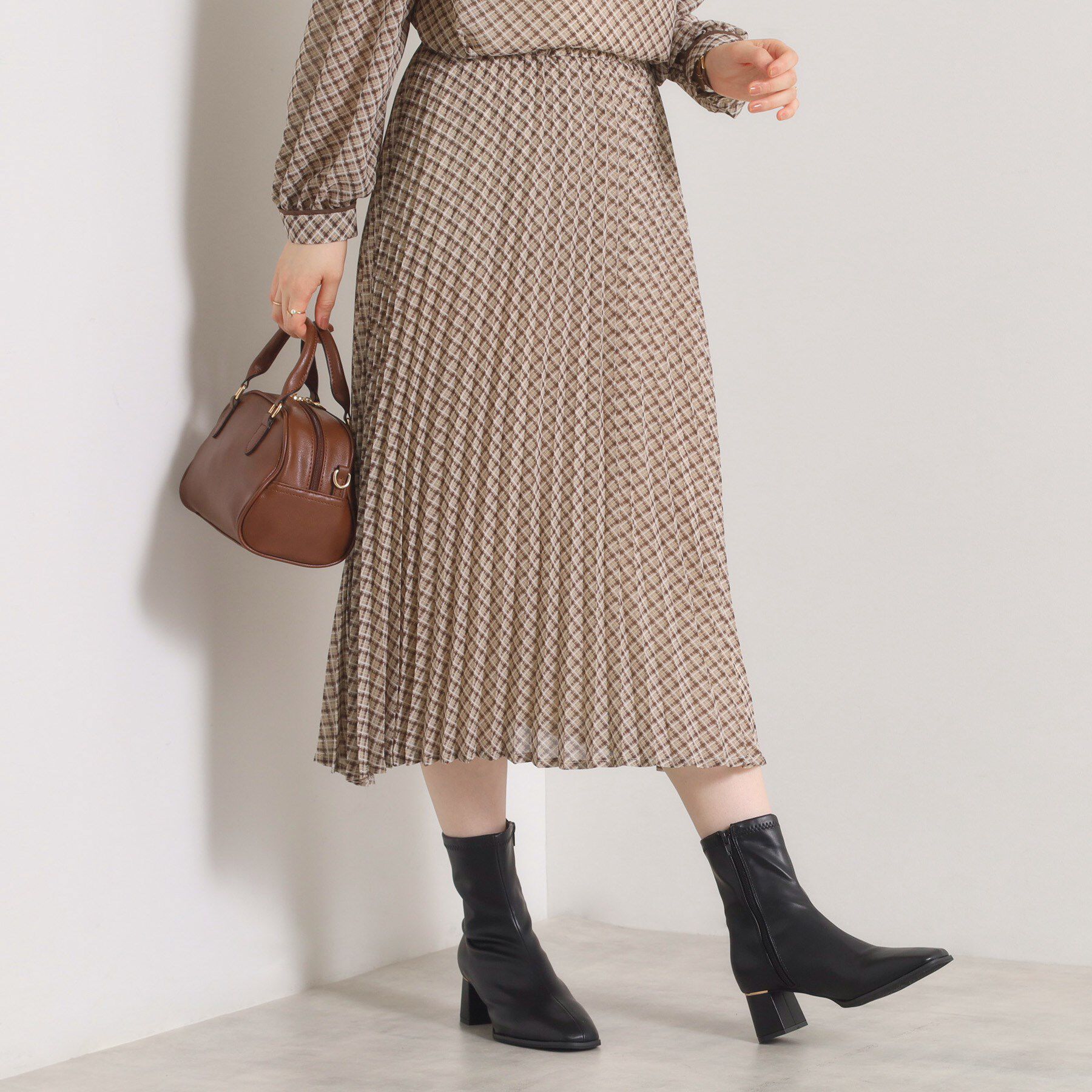 ITS&rsquo;DEMO「【手洗い可／セットアップ可】チェックプリーツスカート」|スカート|ベージュ(152)