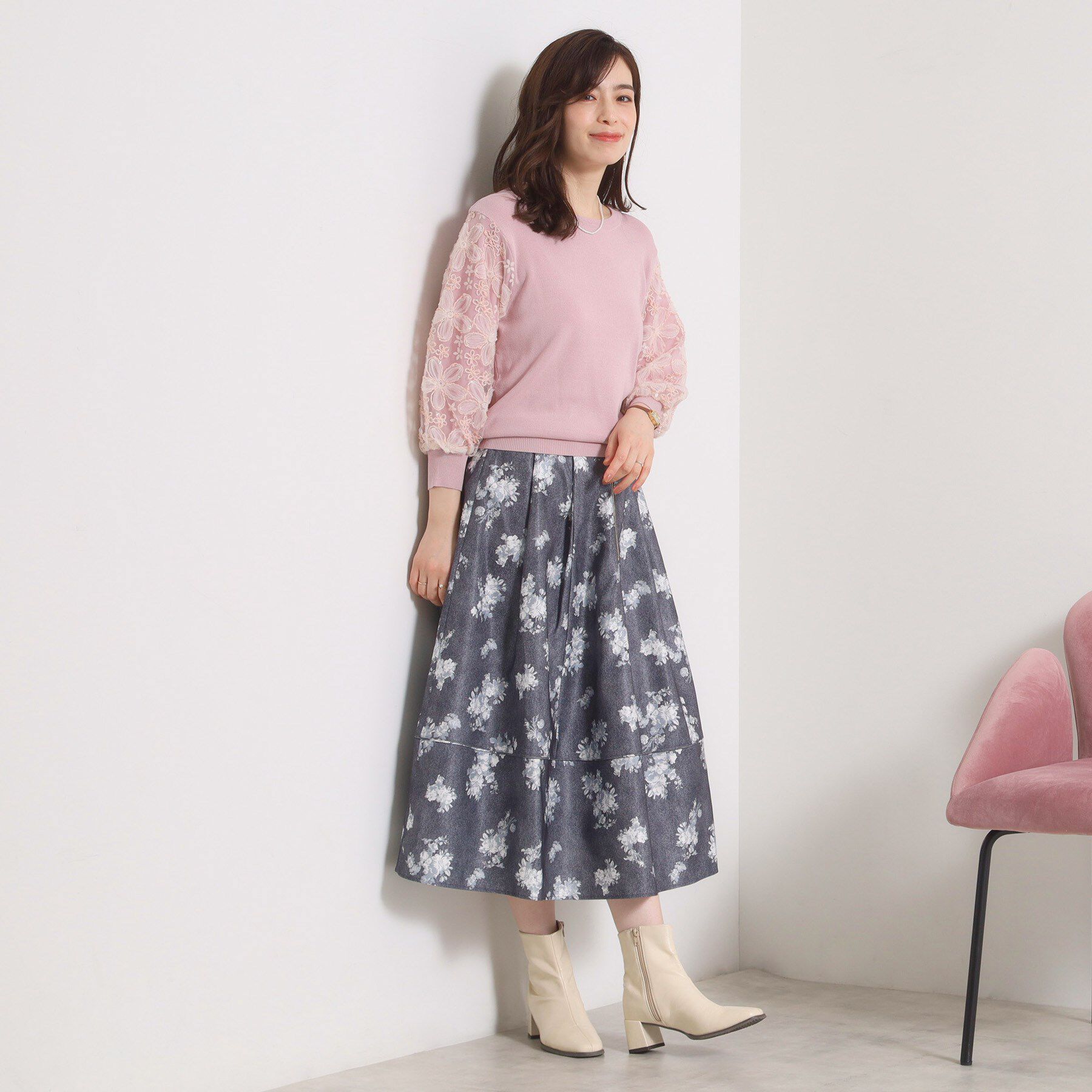 ITS&rsquo;DEMO「【手洗い可／ウエストゴム】フロントジップデニム風スカート」|スカート|