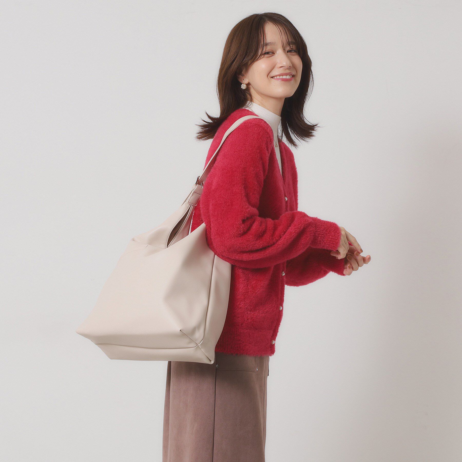 ITS&rsquo;DEMO「【A4対応】PUワンショル」|ショルダー・メッセンジャー|ライトベージュ(05