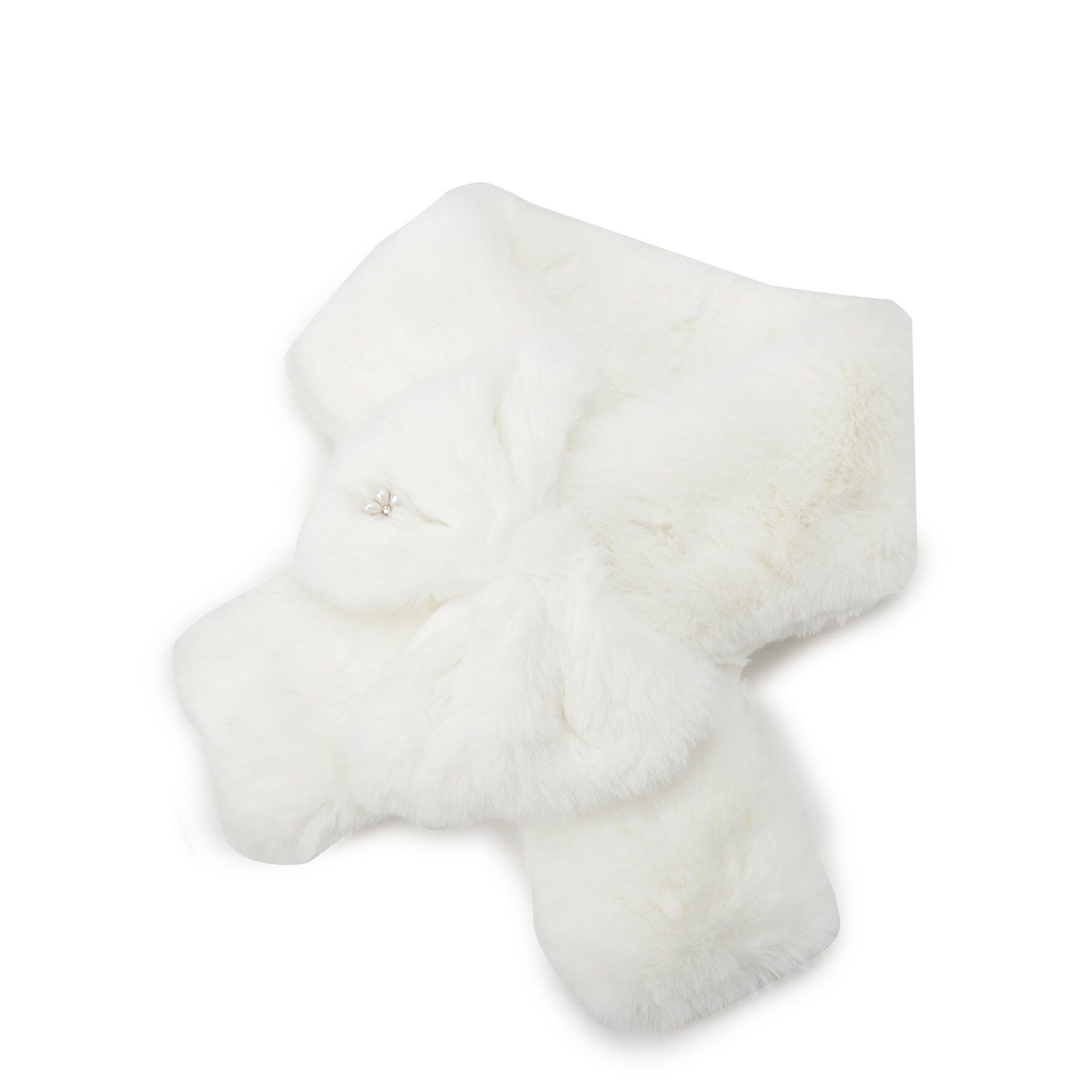 ITS&rsquo;DEMO「リボンモチーフファーマフラー」|ストール|アイボリー(004)