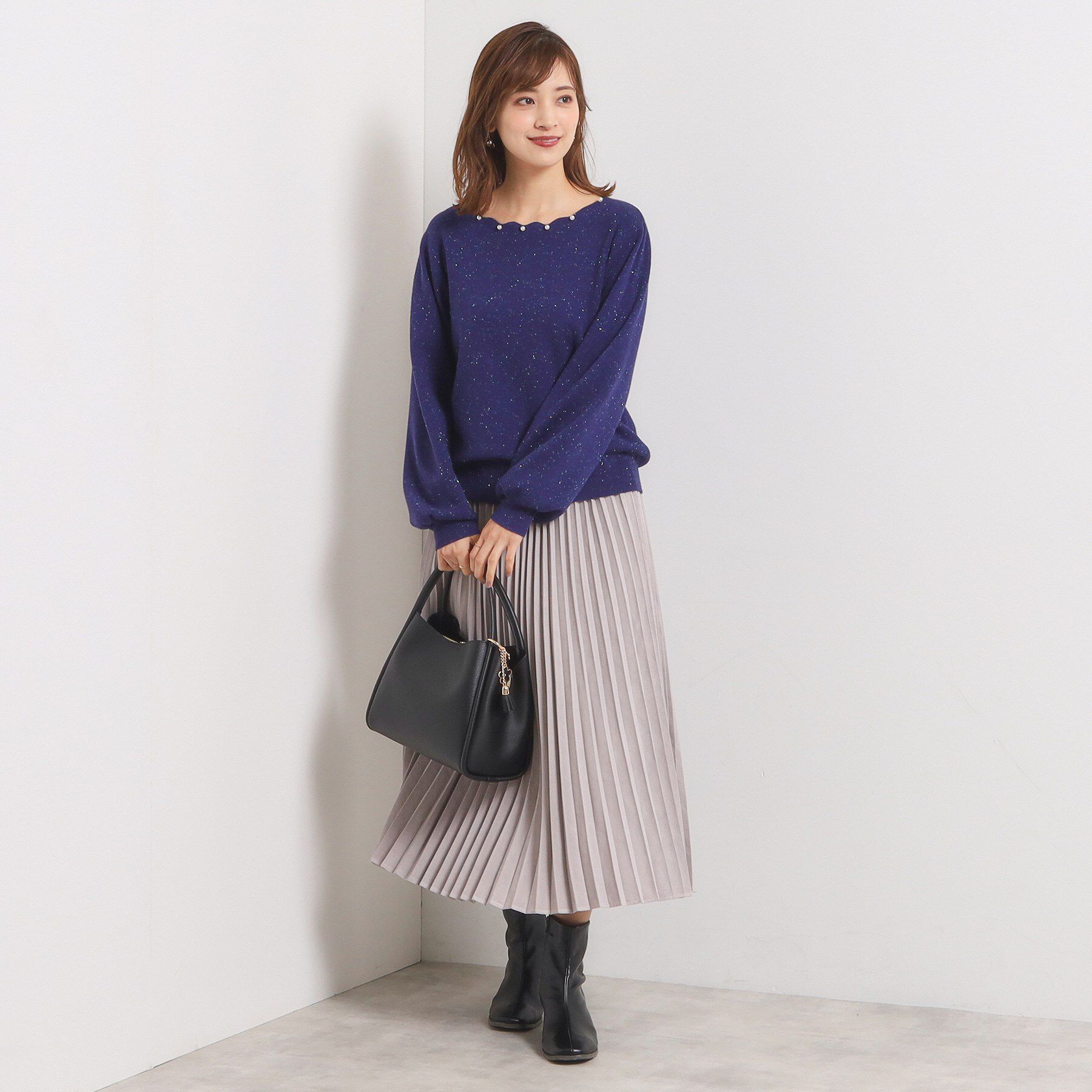 ITS&rsquo;DEMO「【手洗い可】スカラップパール調ラメニット」|ニット・セーター|