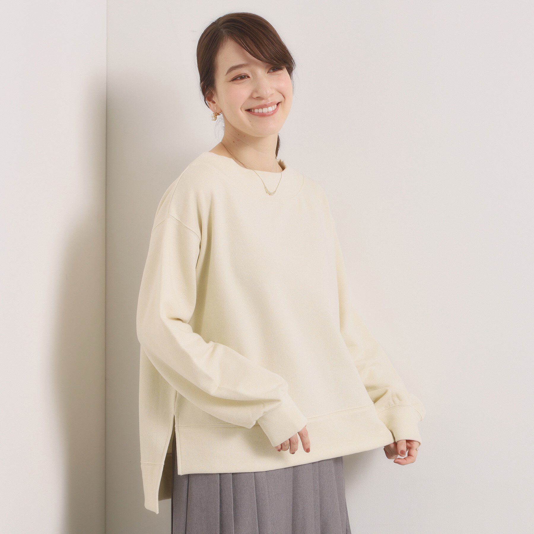 ITS&rsquo;DEMO「【洗濯機OK】ラメ裏毛プルオーバー」|Tシャツ・カットソー|アイボリー(004)