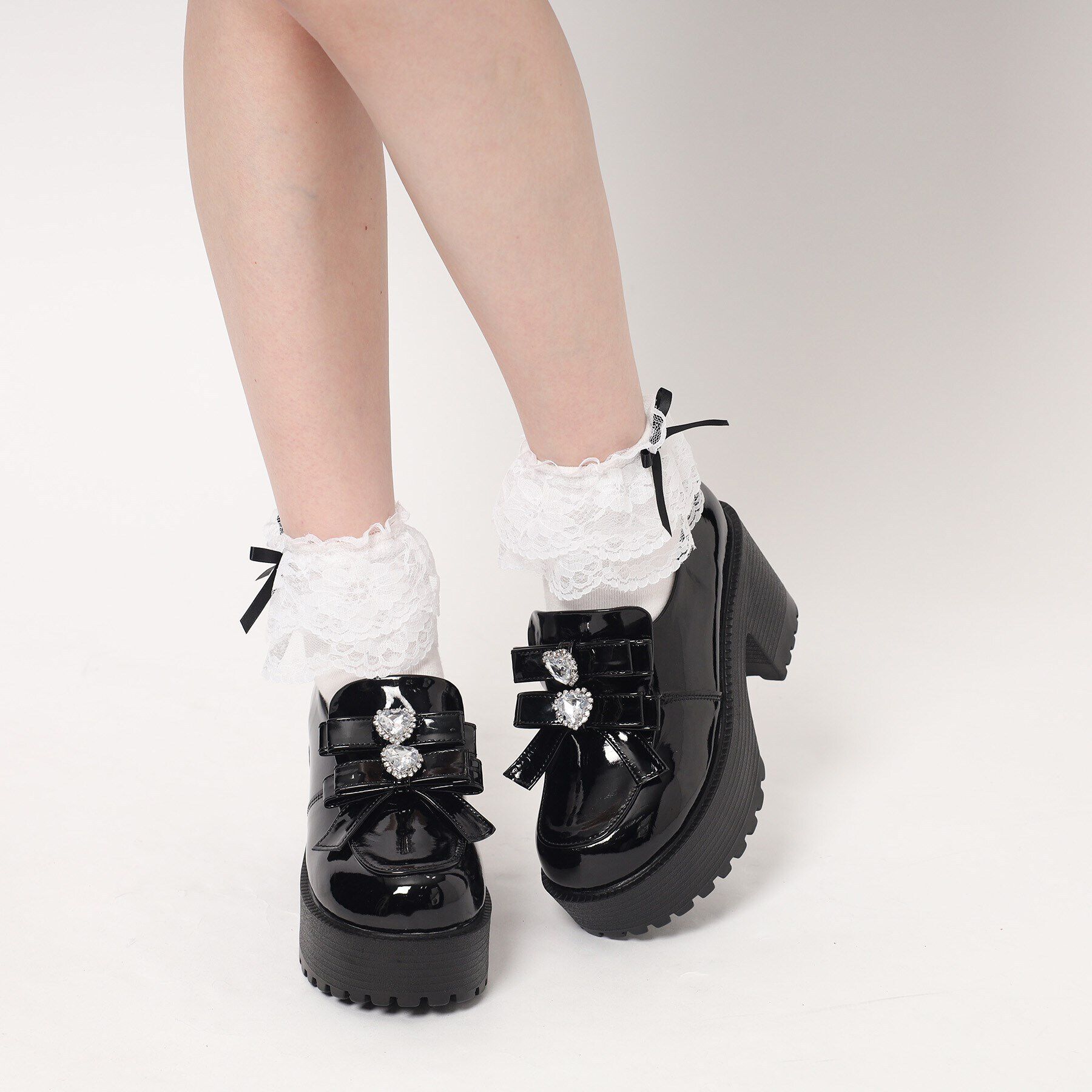 csT&P「ビジューハート付ダブルリボン厚底パンプス」|パンプス|