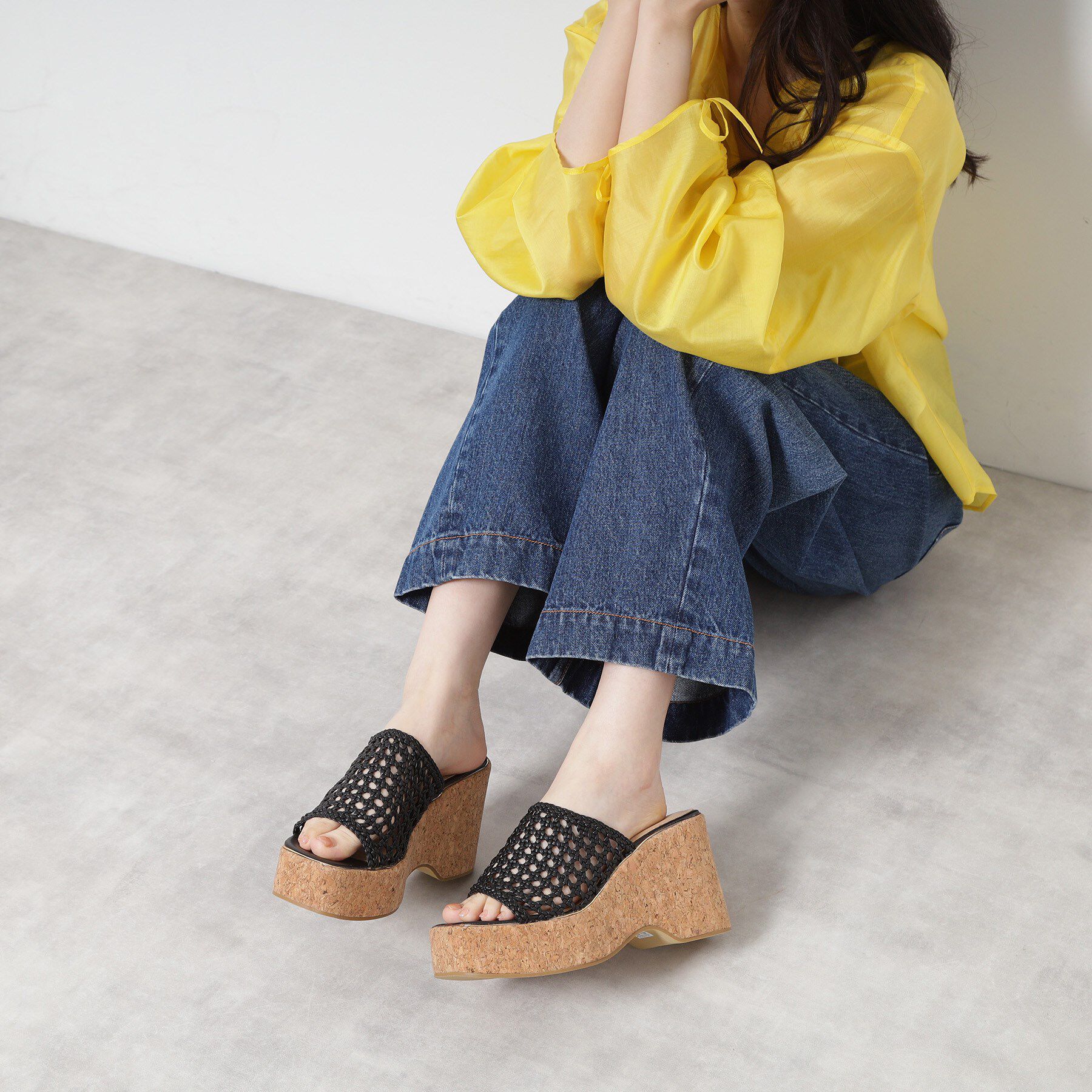 ESPERANZA「マクラメ編みウェッジミュール」|サンダル|