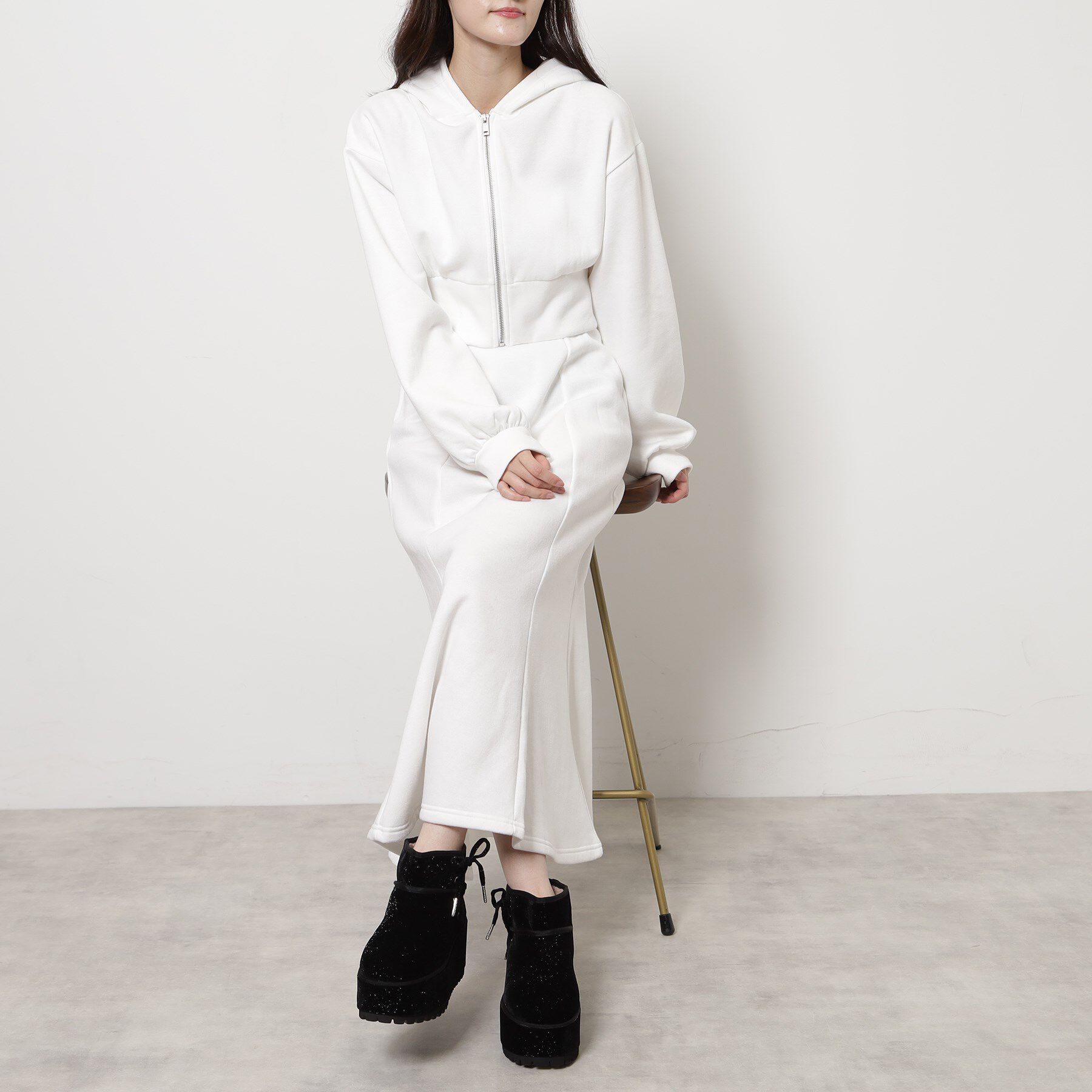 ESPERANZA「【EC先行販売】厚底レースアップリボンフェイクムートンブーツ」|ショートブーツ|