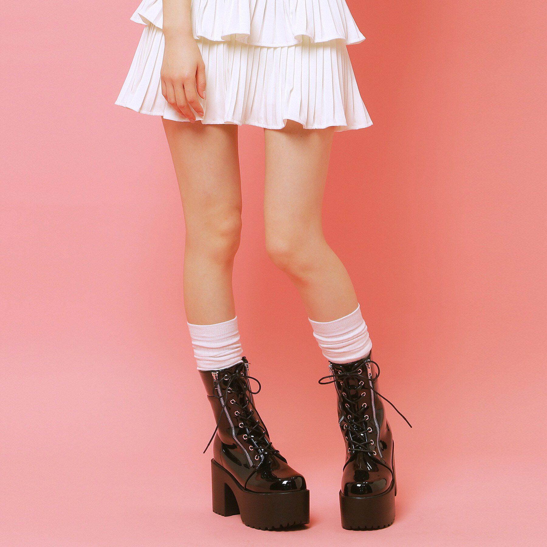 csT&P「厚底サイドジップミドル丈ブーツ」|ショートブーツ|