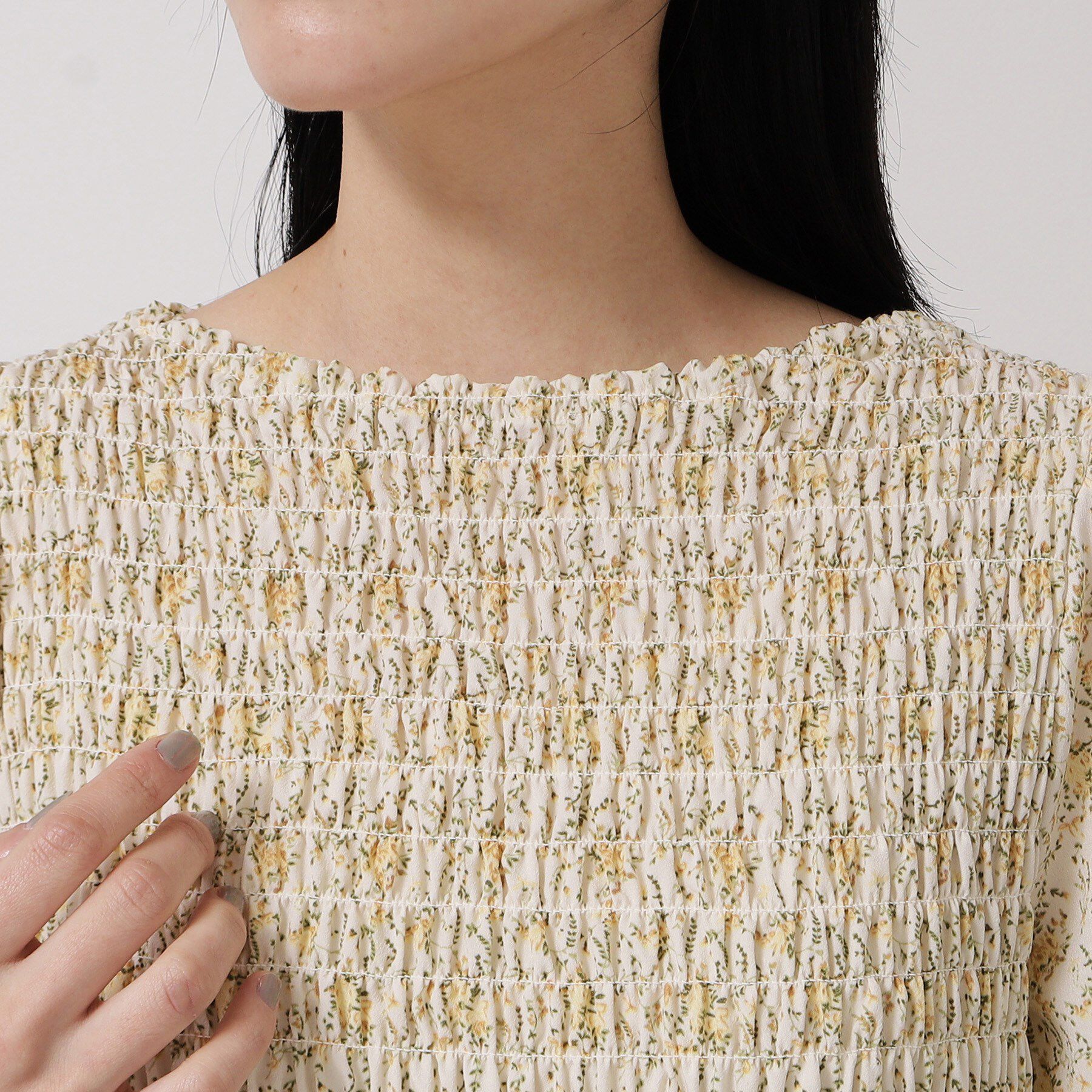 SunaUna「シャーリングフラワーワンピース」|ワンピース|