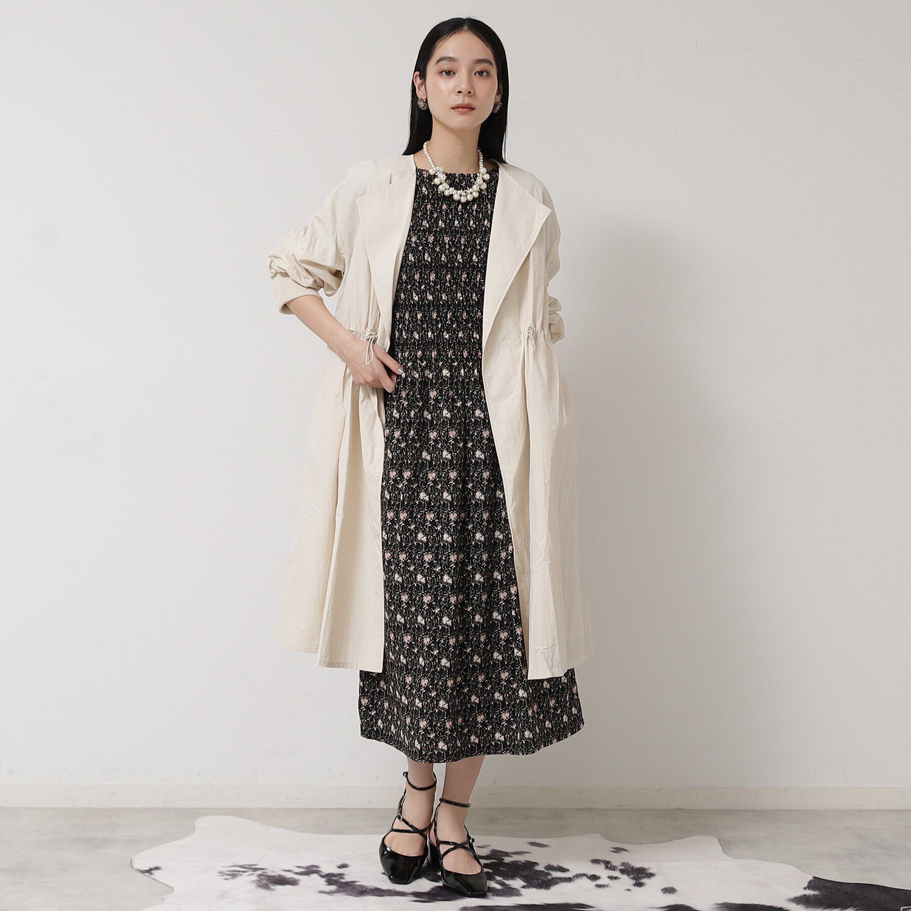 SunaUna「シャーリングフラワーワンピース」|ワンピース|