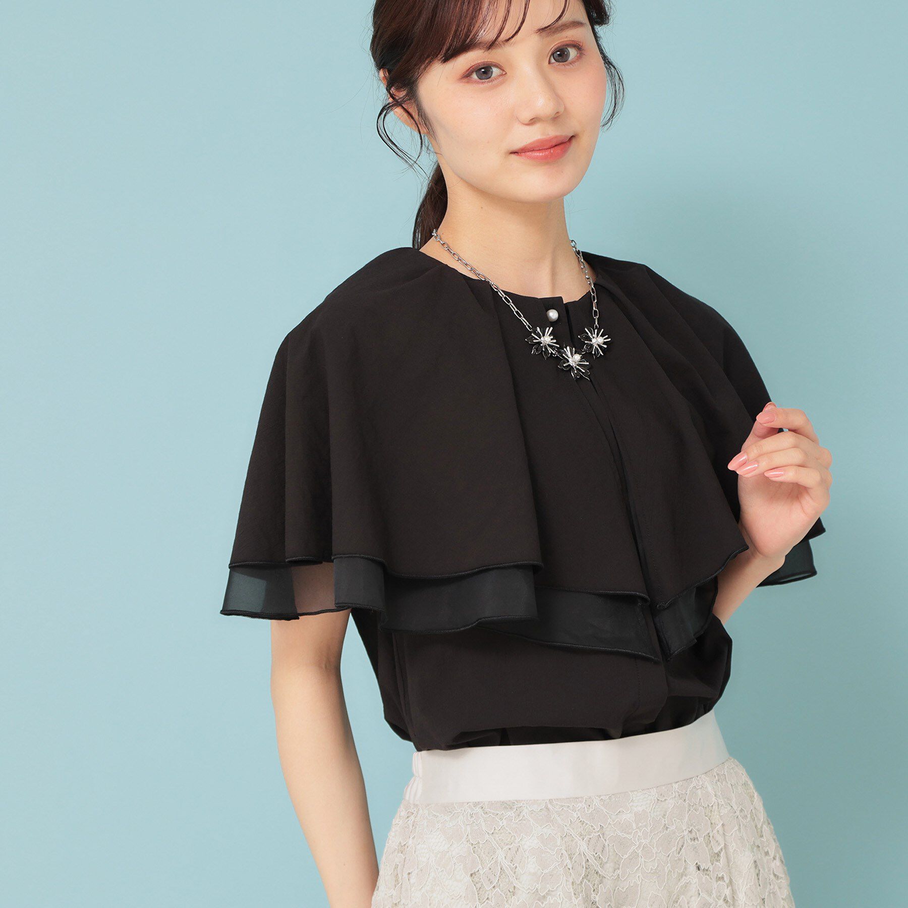 SunaUna「【フェミニン】ケープカラーブラウス」|シャツ・ブラウス|