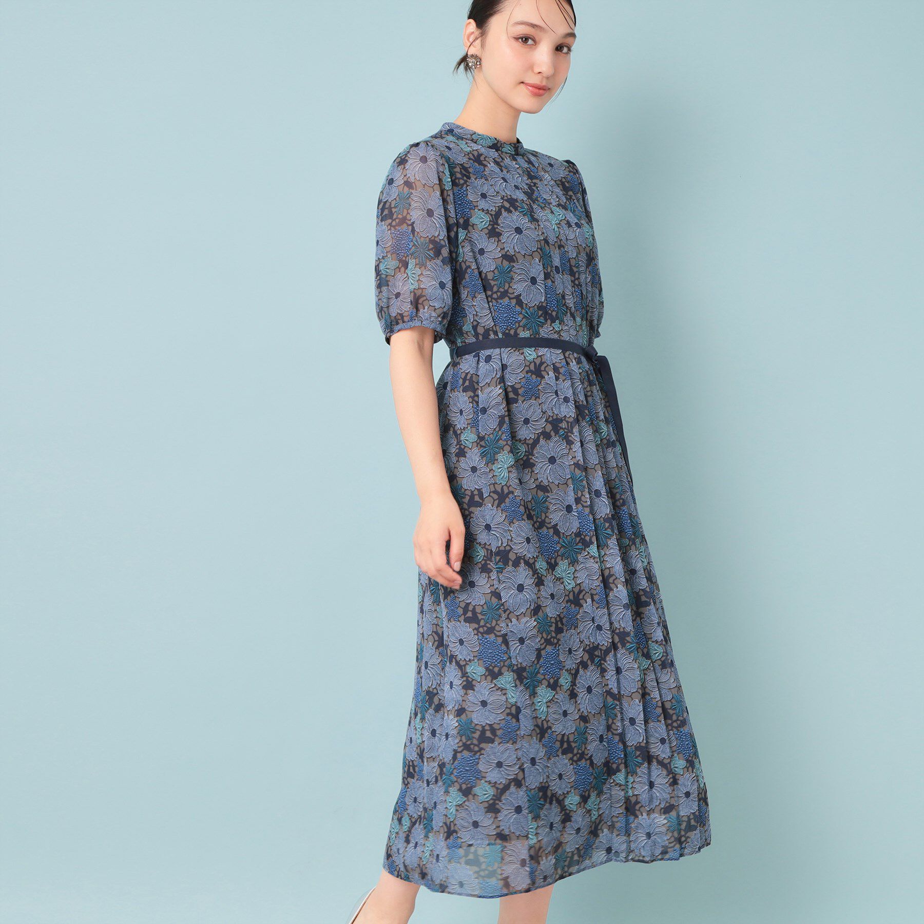 SunaUna「【&yours project／SS～L】レース柄プリーツワンピース」|ワンピース|