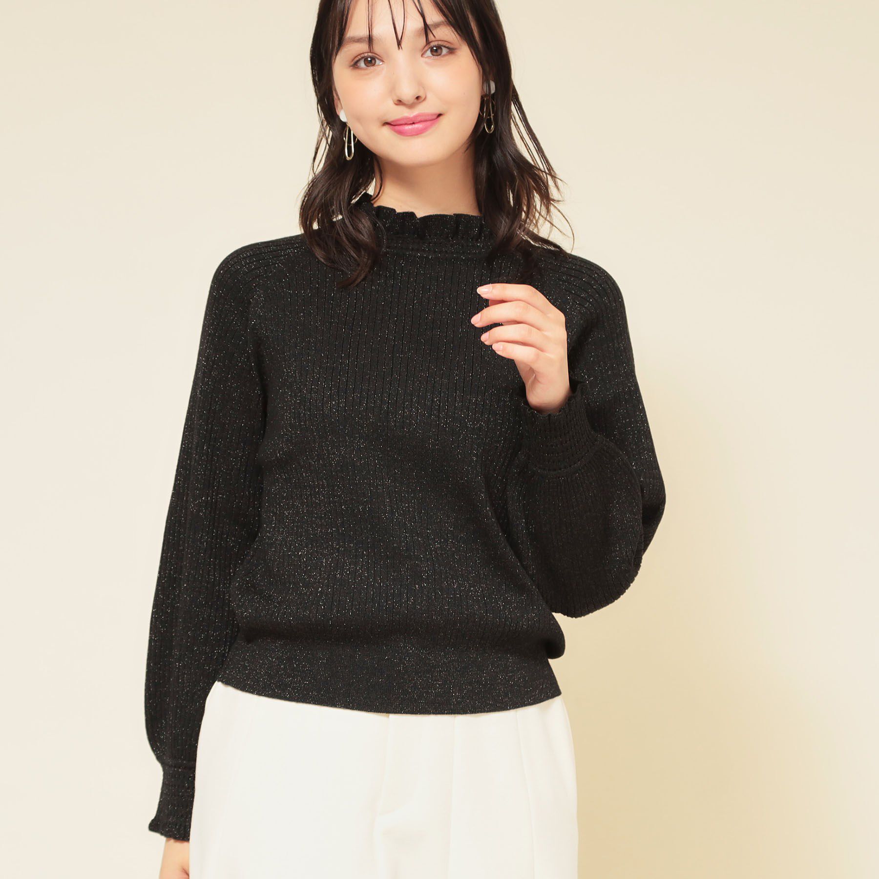 SunaUna「【COLLECTION LINE】フリルラメニット」|ニット・セーター|