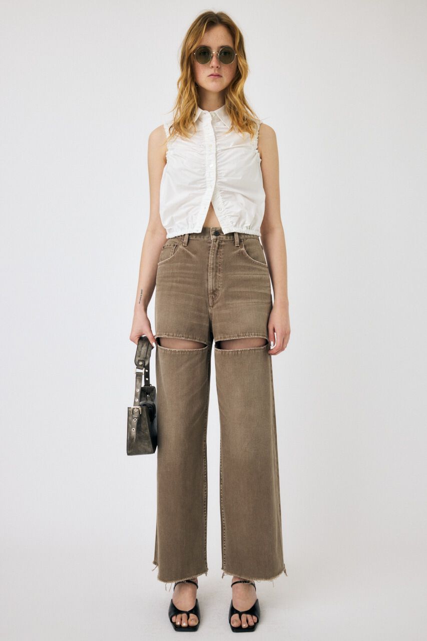 MOUSSY「GATHER SLEEVELESS シャツ」|シャツ・ブラウス|