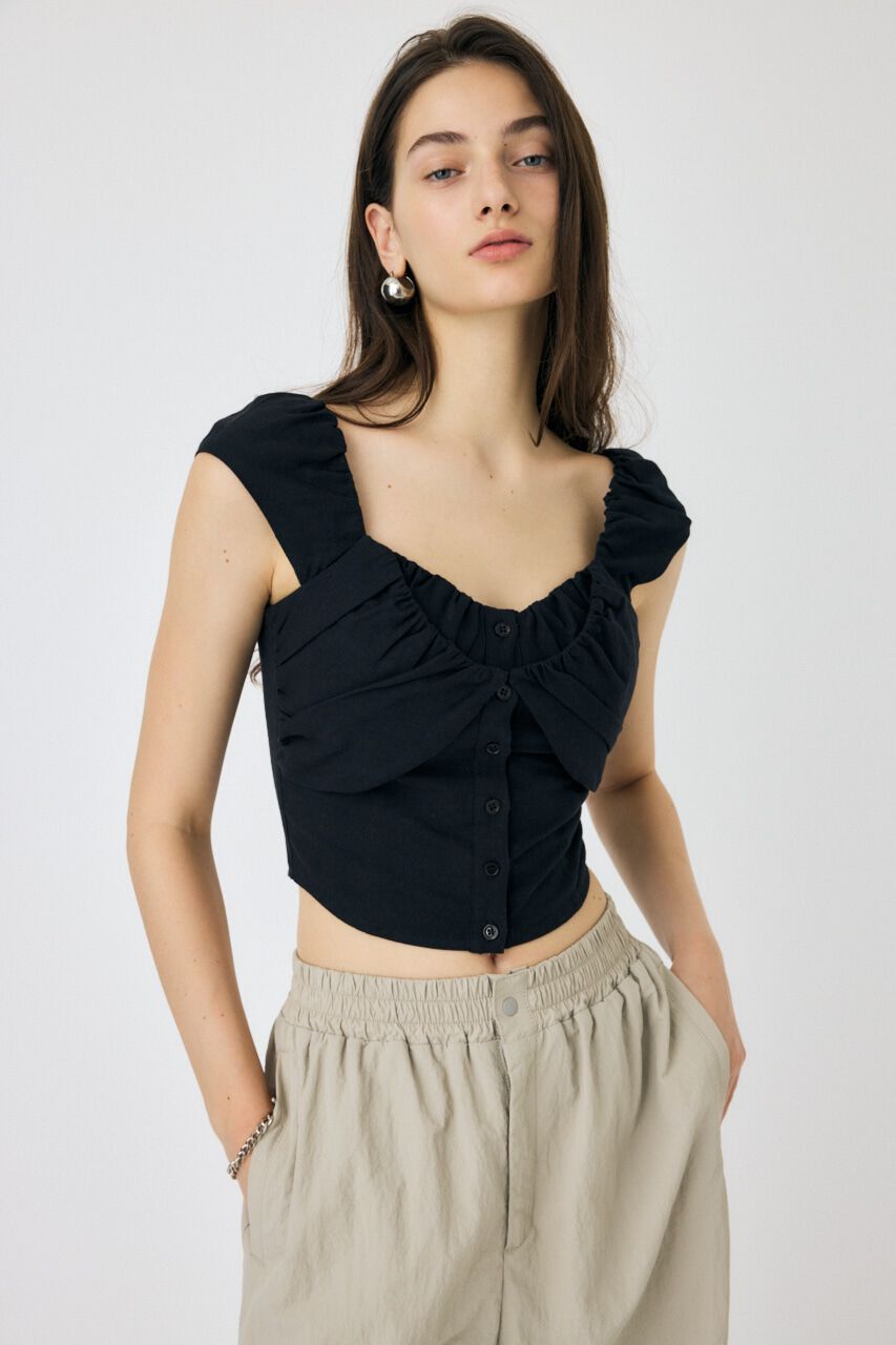 MOUSSY「LAYERED GATHERED ブラウス」|シャツ・ブラウス|BLK