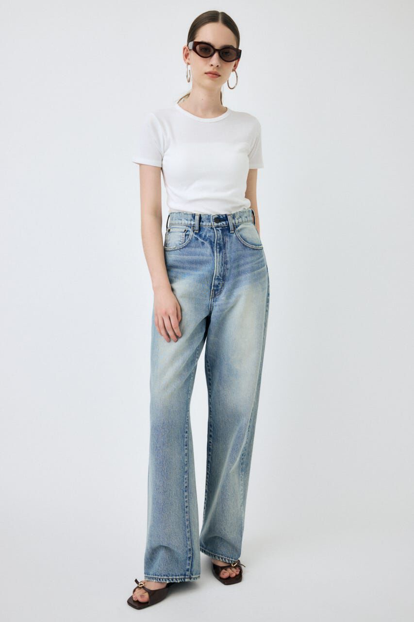 MOUSSY「HW DAMAGE LOOSE STRAIGHT」|デニム|