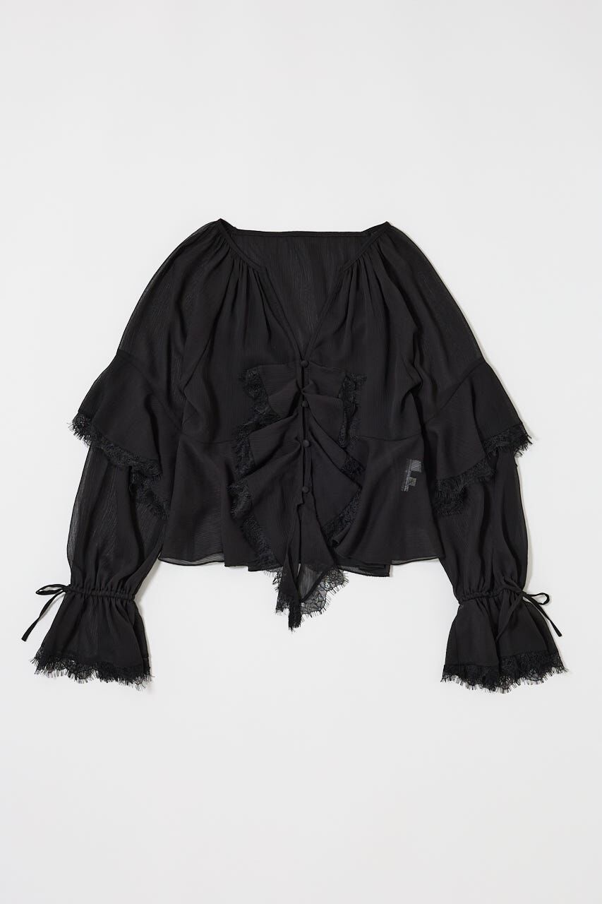 MOUSSY「LACE TRIM TIE ブラウス」|シャツ・ブラウス|