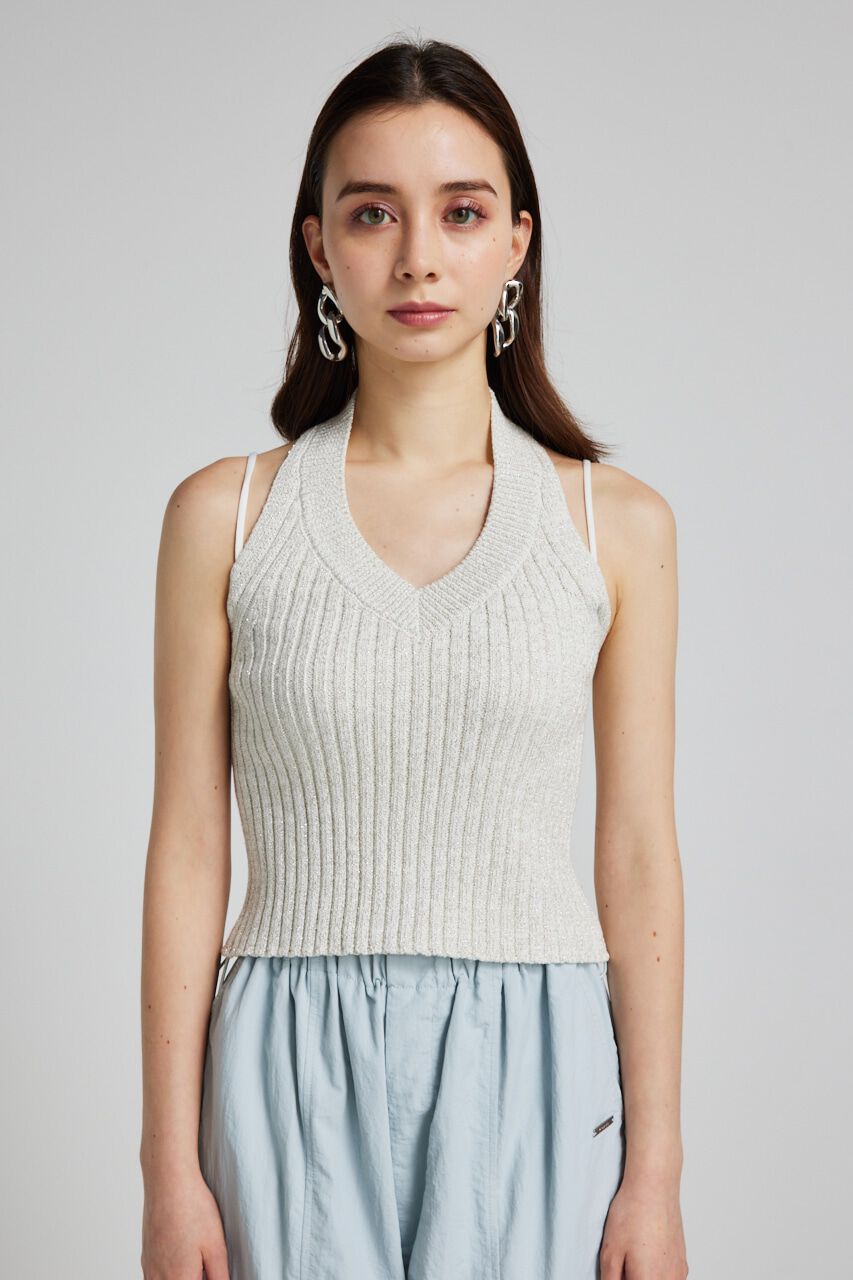 rienda「ホルターNCクロップドKnit TOP」|タンクトップ|