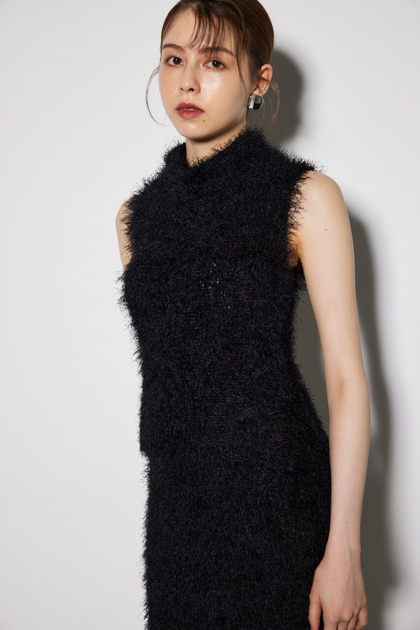 rienda「オフタートルノースリーシャギーニットトップス」|ニット・セーター|BLK