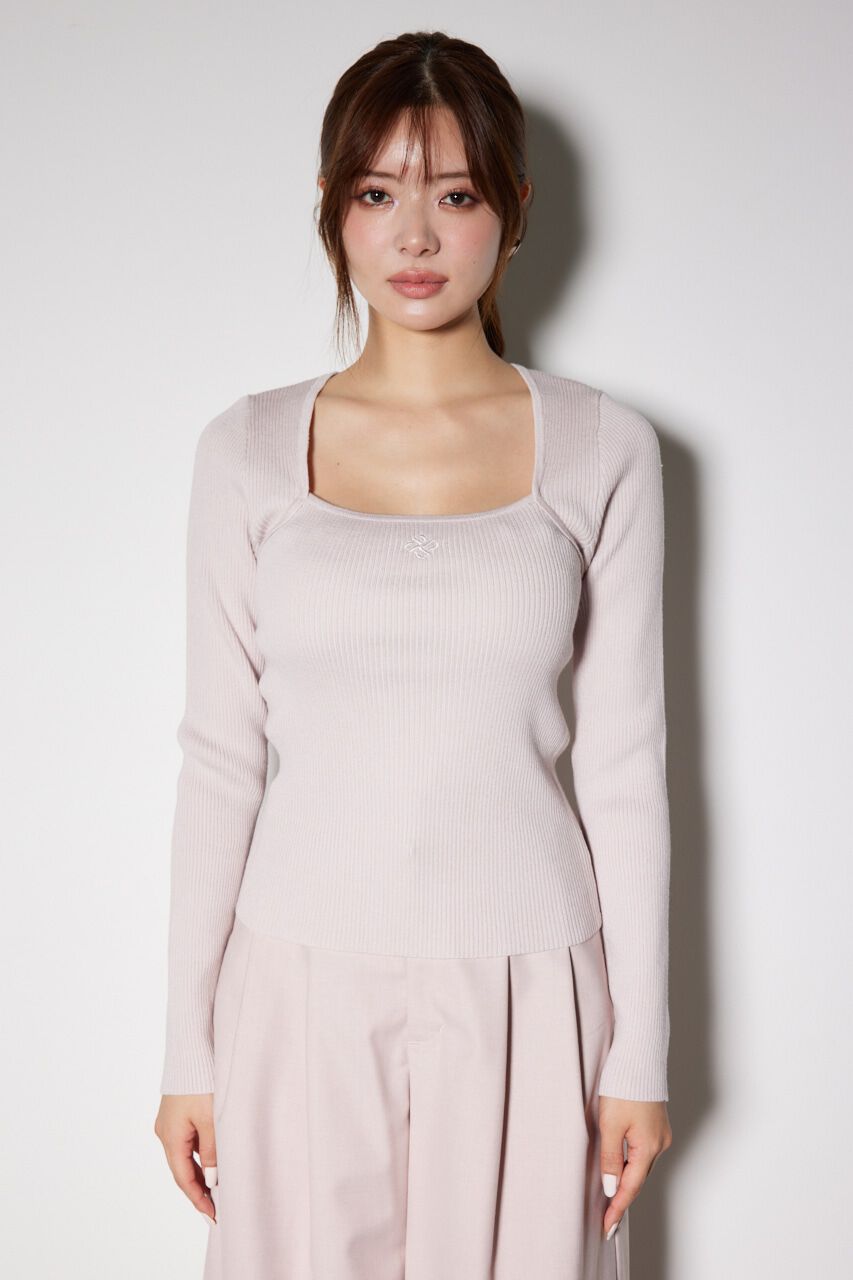 rienda「ボレロネックウォッシャブル ニットトップス」|ニット・セーター|
