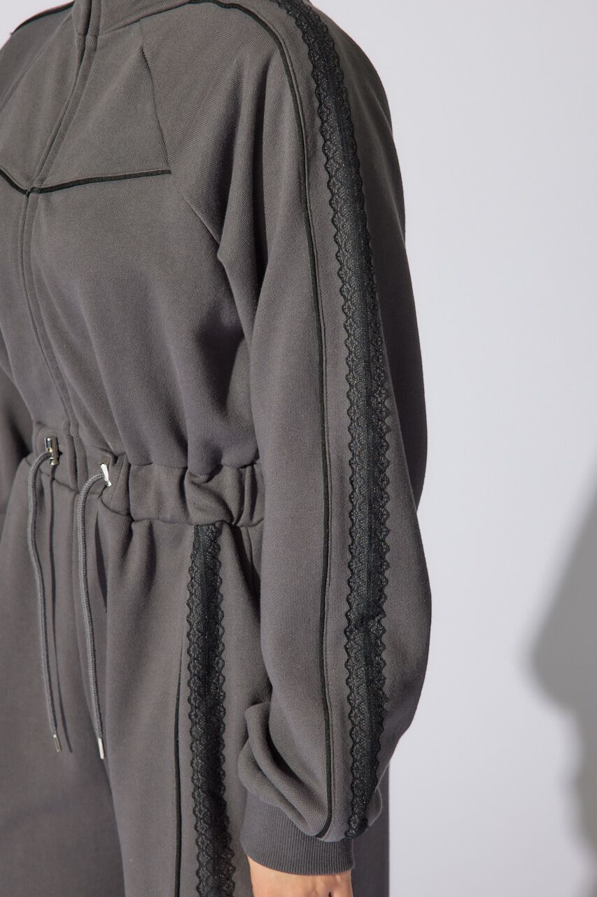 rienda「フロントZIPサイドラインロンパース」|ワンピース|