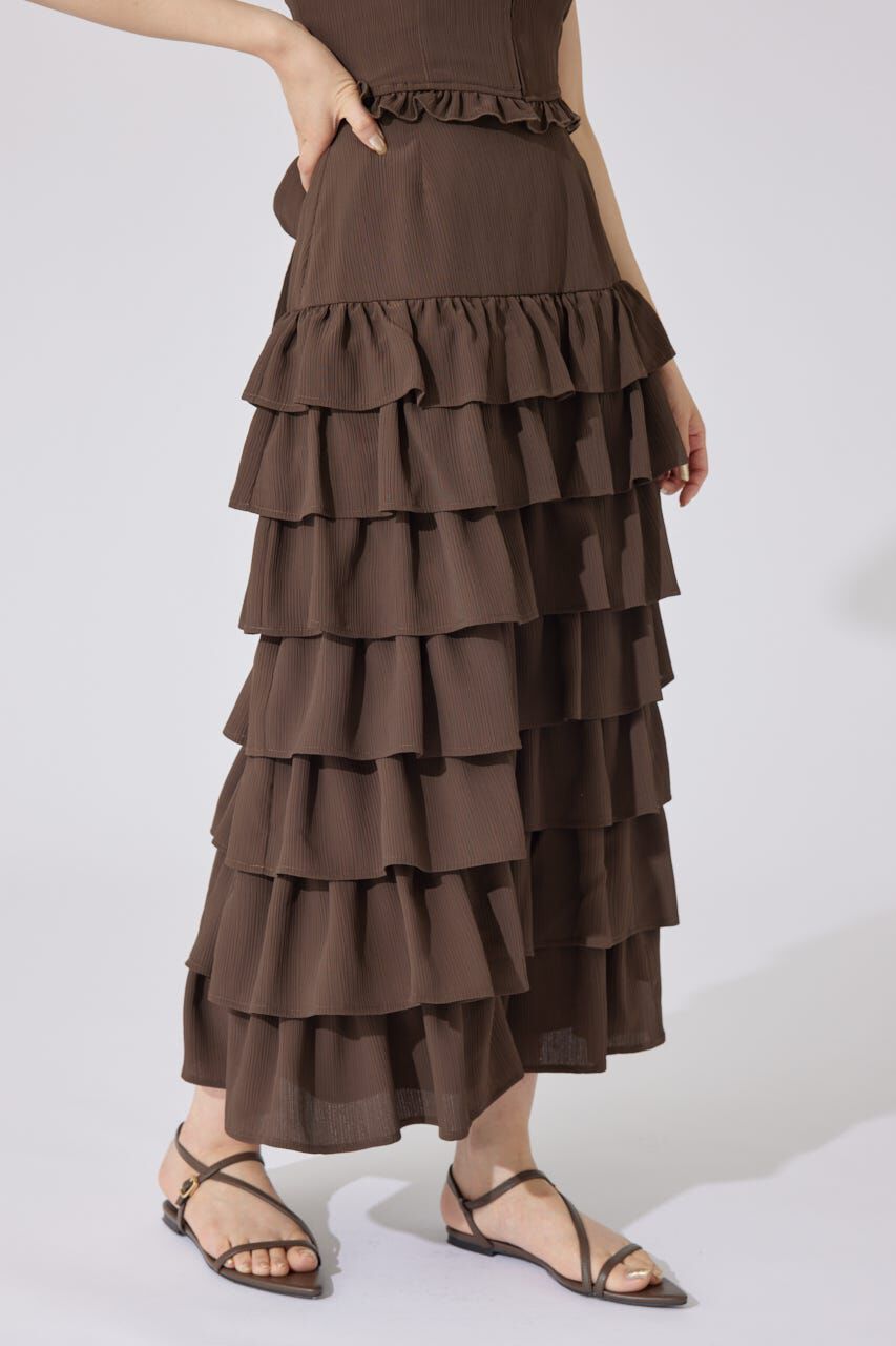 rienda「ジャストウエストティアードマキシスカート」|スカート|