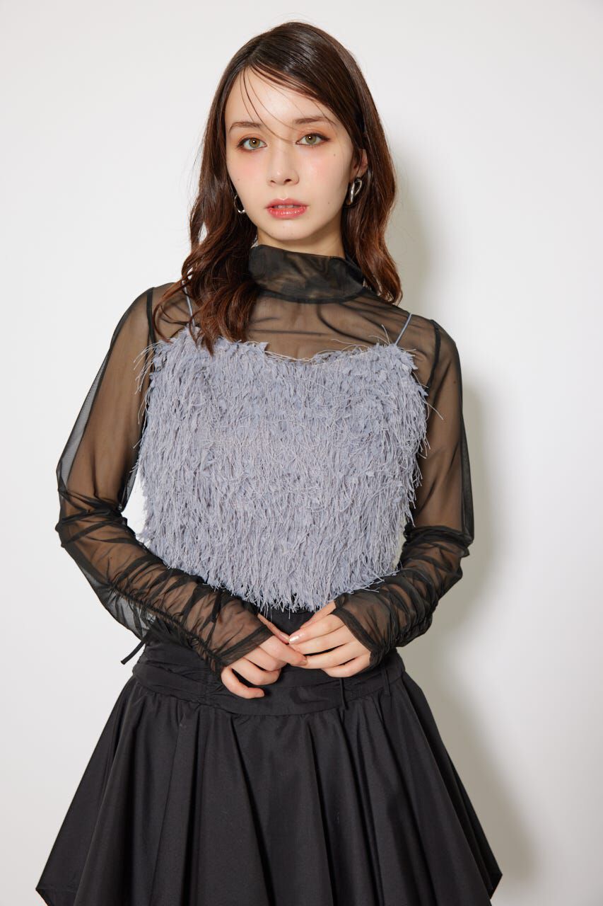 rienda「2WAYスリーブギャザーシアートップス」|Tシャツ・カットソー|