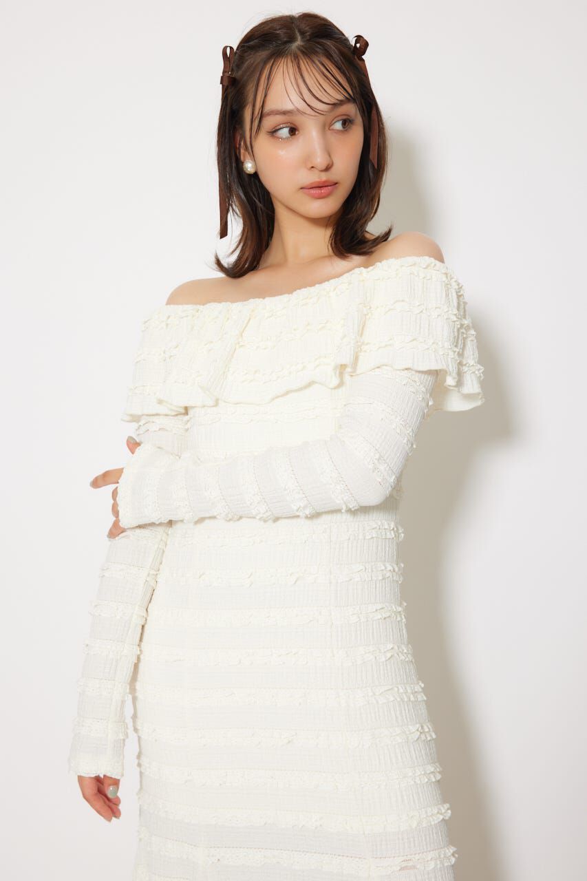 rienda「レースカットオフショルワンピース」|ワンピース|