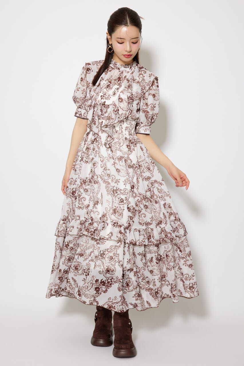 rienda「フロントロングフリルマルチパターンワンピース」|ワンピース|