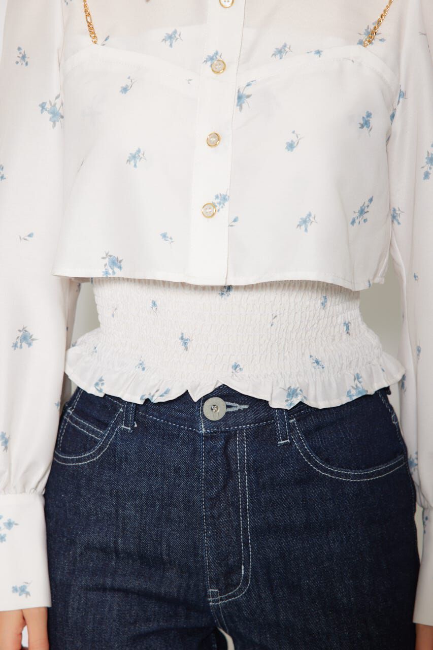 rienda「チェーンデザインシャーリングブラウス」|シャツ・ブラウス|