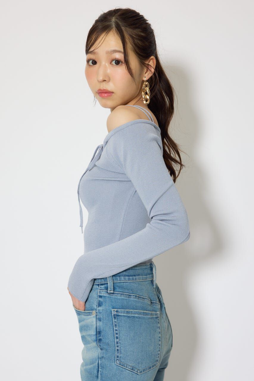 rienda「ストリングタイトニットトップス」|ニット・セーター|