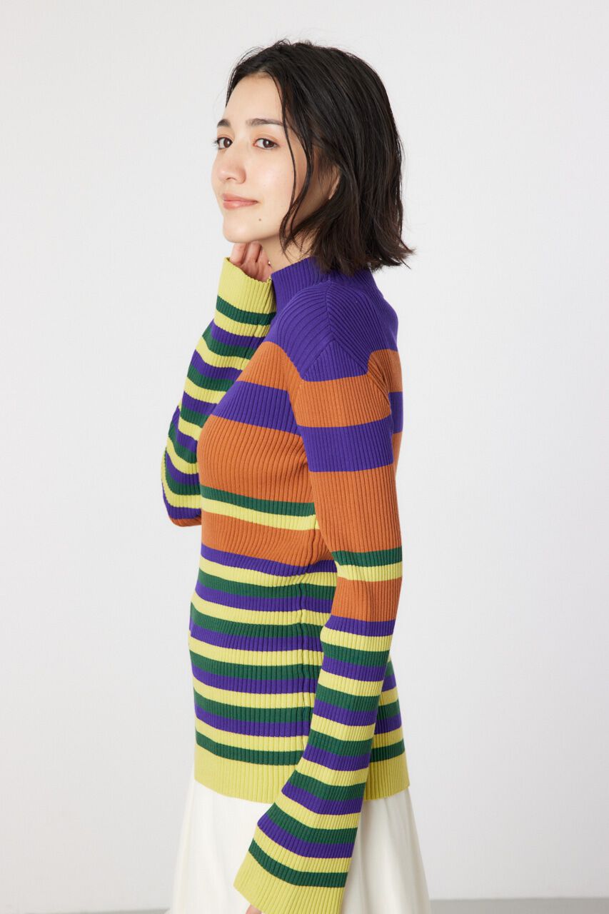 RODEO CROWNS「マルチボーダーハイネックトップス」|ニット・セーター|