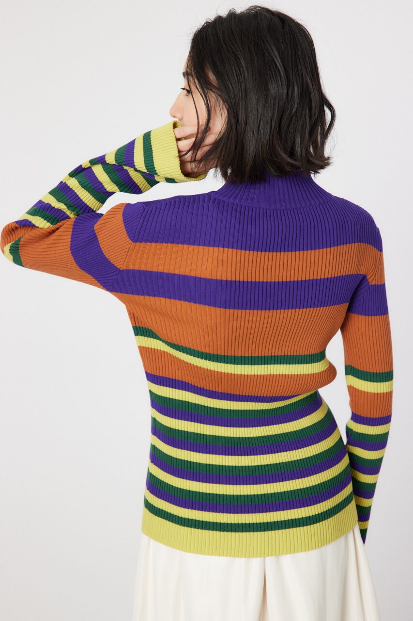 RODEO CROWNS「マルチボーダーハイネックトップス」|ニット・セーター|