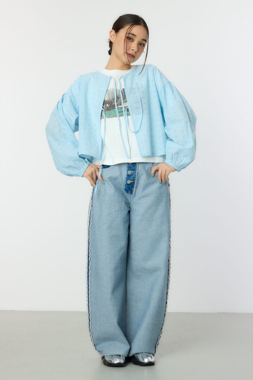 RODEO CROWNS「ノーカラーレースカーディガン」|シャツ・ブラウス|