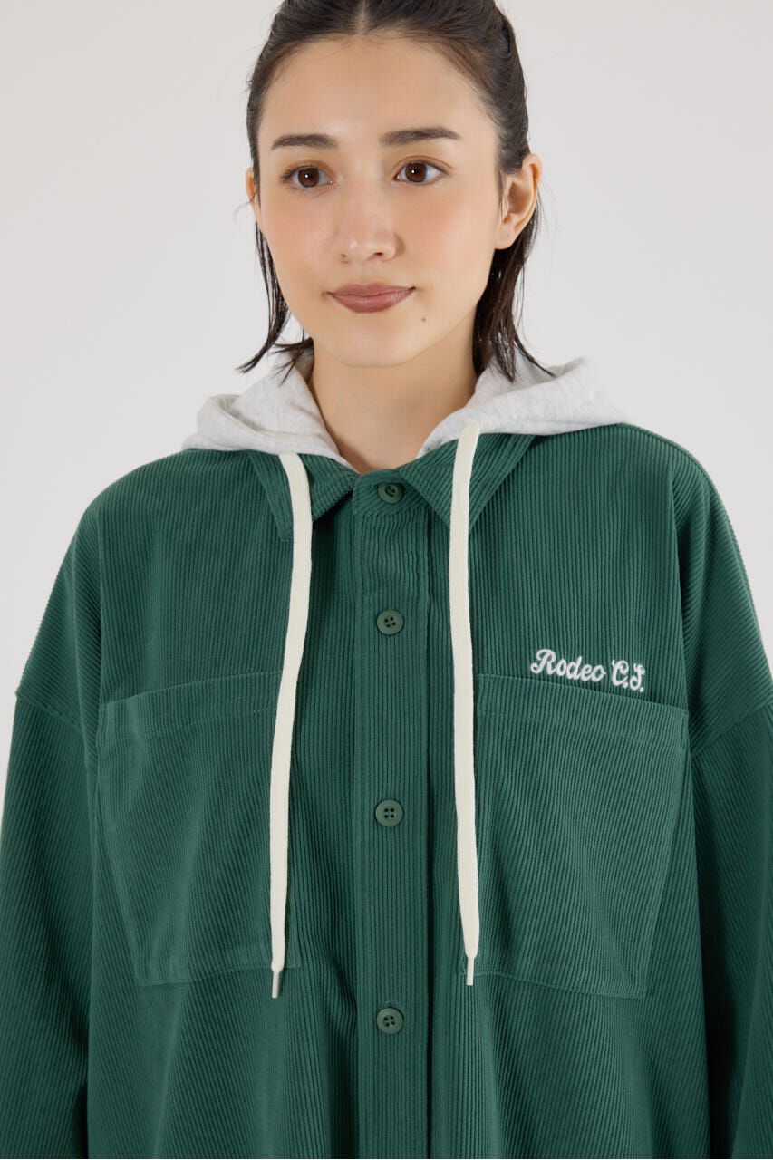 RODEO CROWNS「フード付きコーデュロイシャツワンピース」|ワンピース|