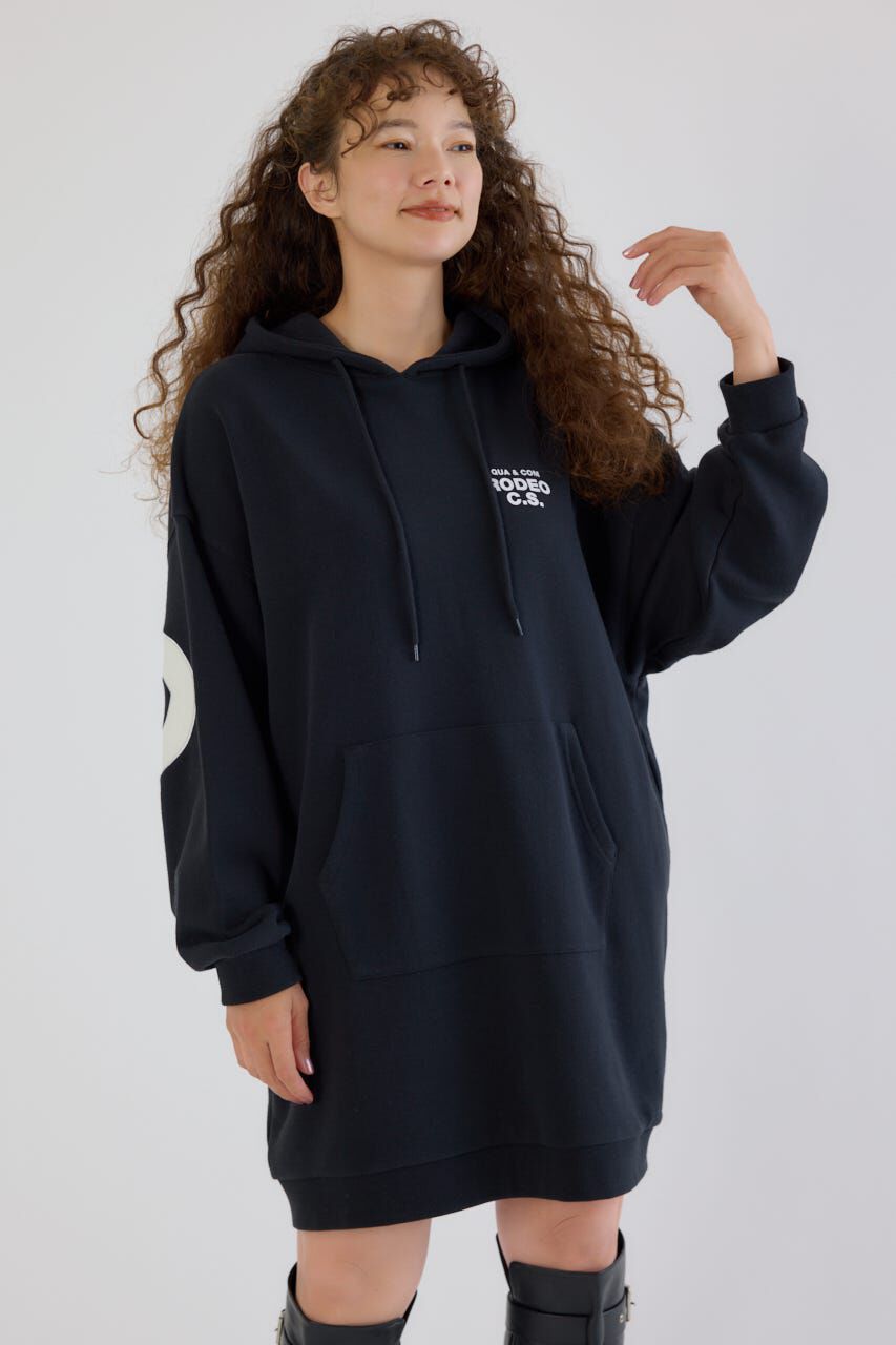 RODEO CROWNS「フェイクレザーパッチパーカーワンピース」|ワンピース|