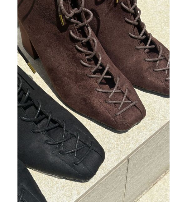 MERCURYDUO「レースアップフェイクスエードブーツ」|ショートブーツ|
